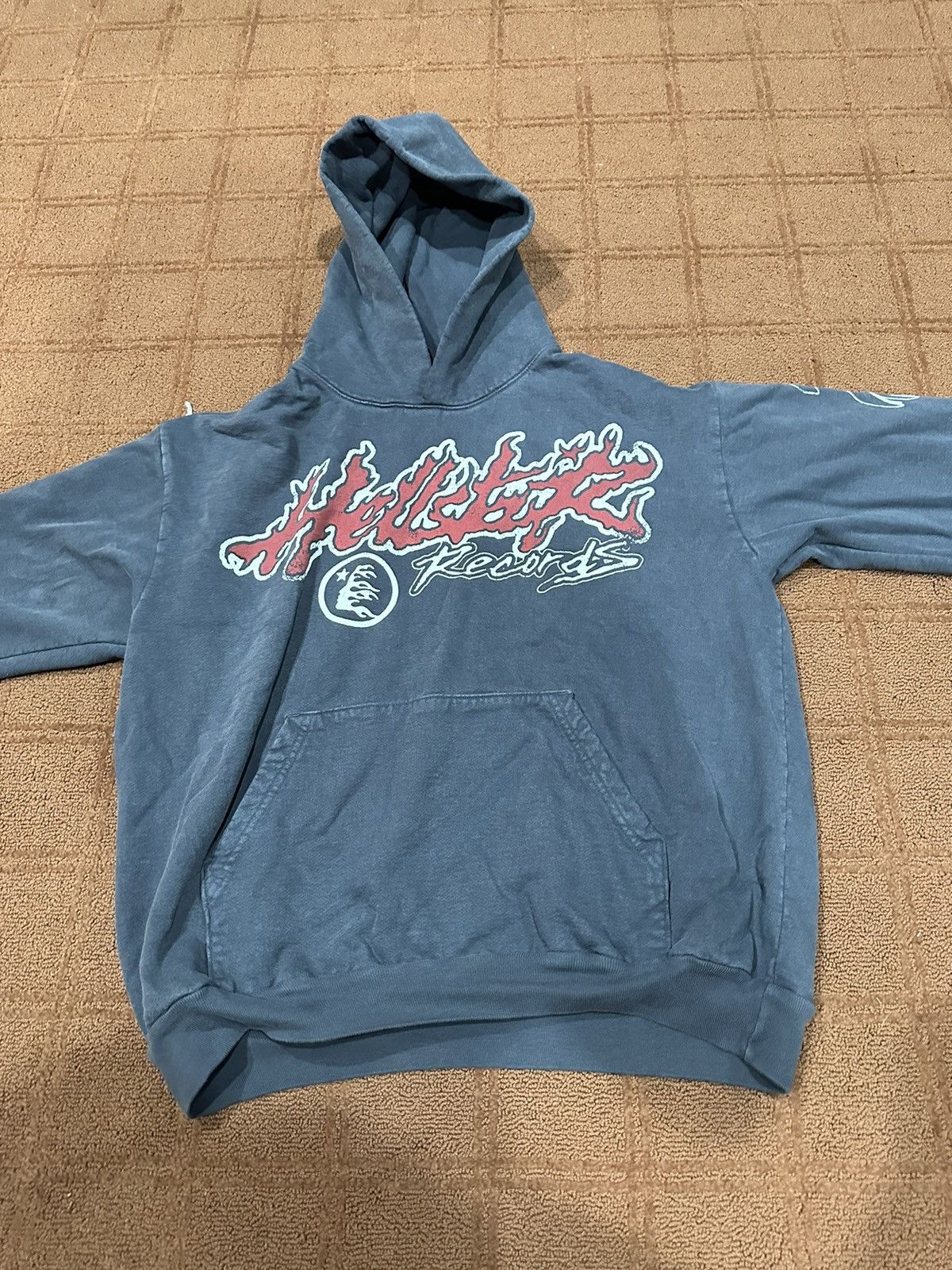 image of Faded Black Hellstar Hoodie in Grey, Men's (Size XL)