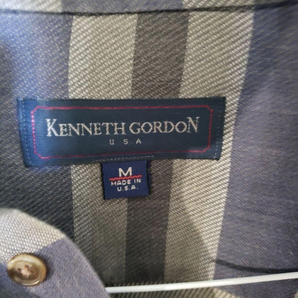 Designer CT1019a Kenneth Gordon Men's Blue & Gray Striped Shirt M Size US M / EU 48-50 / 2 - 3 Thumbnail