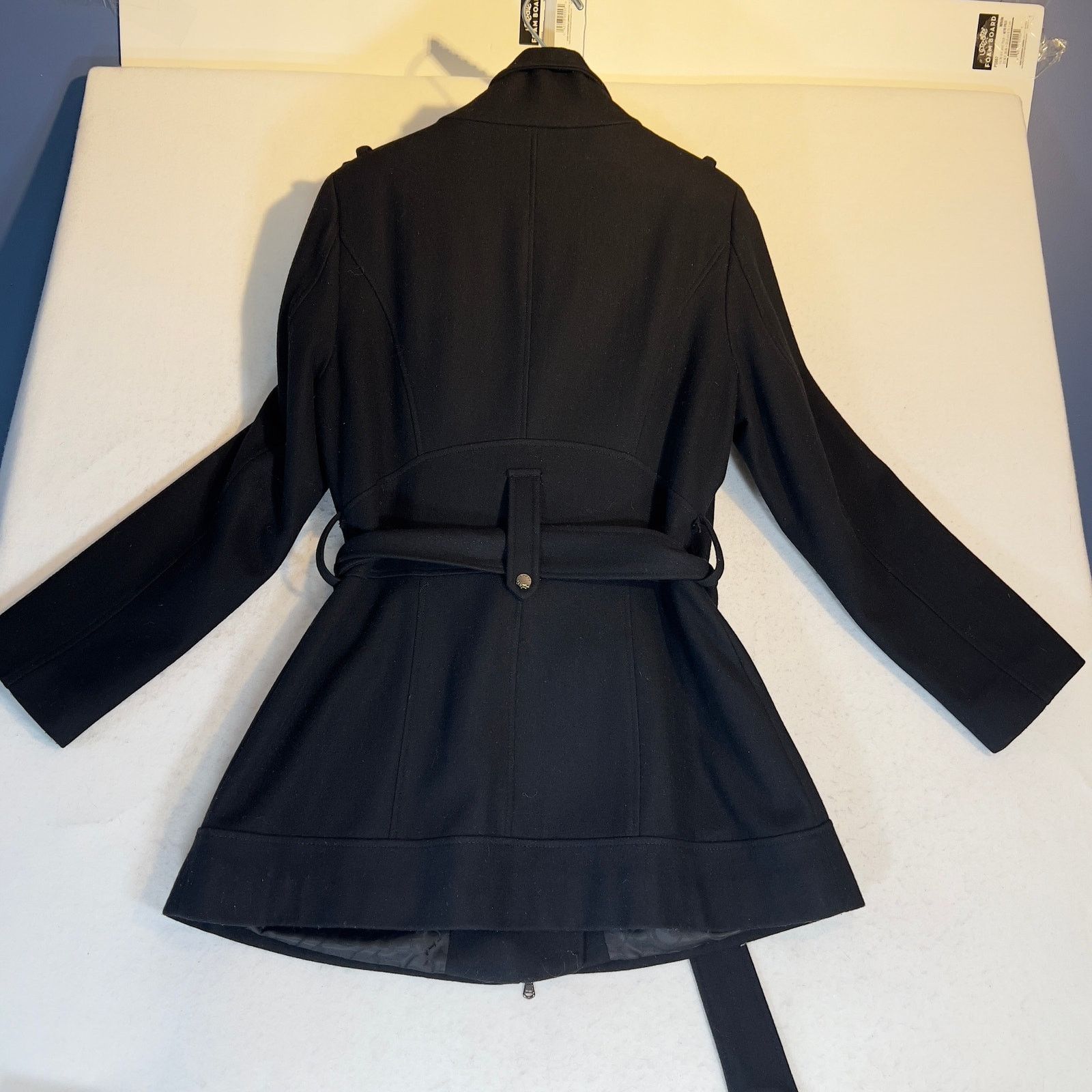 Guess Guess Wool Blend Full Zip Pea Coat Woman Large Pockets Belt Size L / US 10 / IT 46 - 4 Thumbnail