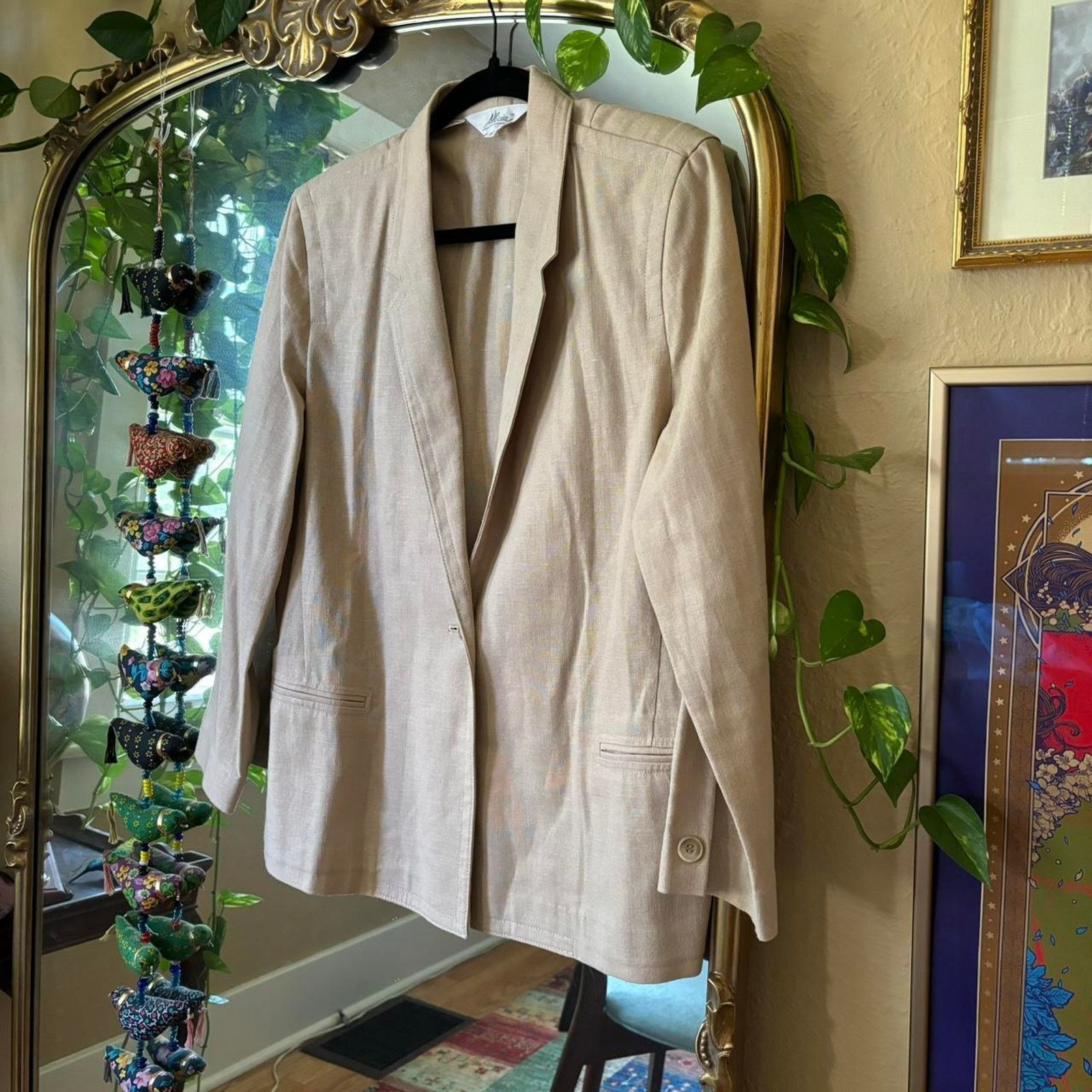 Vintage Alicia Tan Linen Oversized Blazer 18 Preppy Oversized Size XXL / US 16-18 / IT 52-54 - 2 Thumbnail