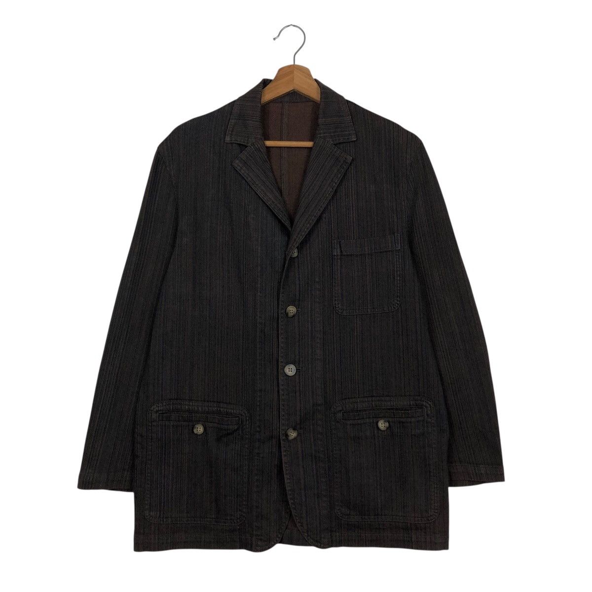 Issey Miyake 📌Vintage Hickory Chore Work Jacket Navy Blue Japan Made Size US M / EU 48-50 / 2 - 2 Thumbnail
