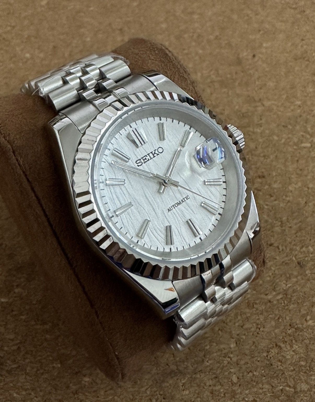 Japanese Brand Seiko Mod Datejust White Dial Steel Jubilee Watch 36mm Size ONE SIZE - 6 Thumbnail