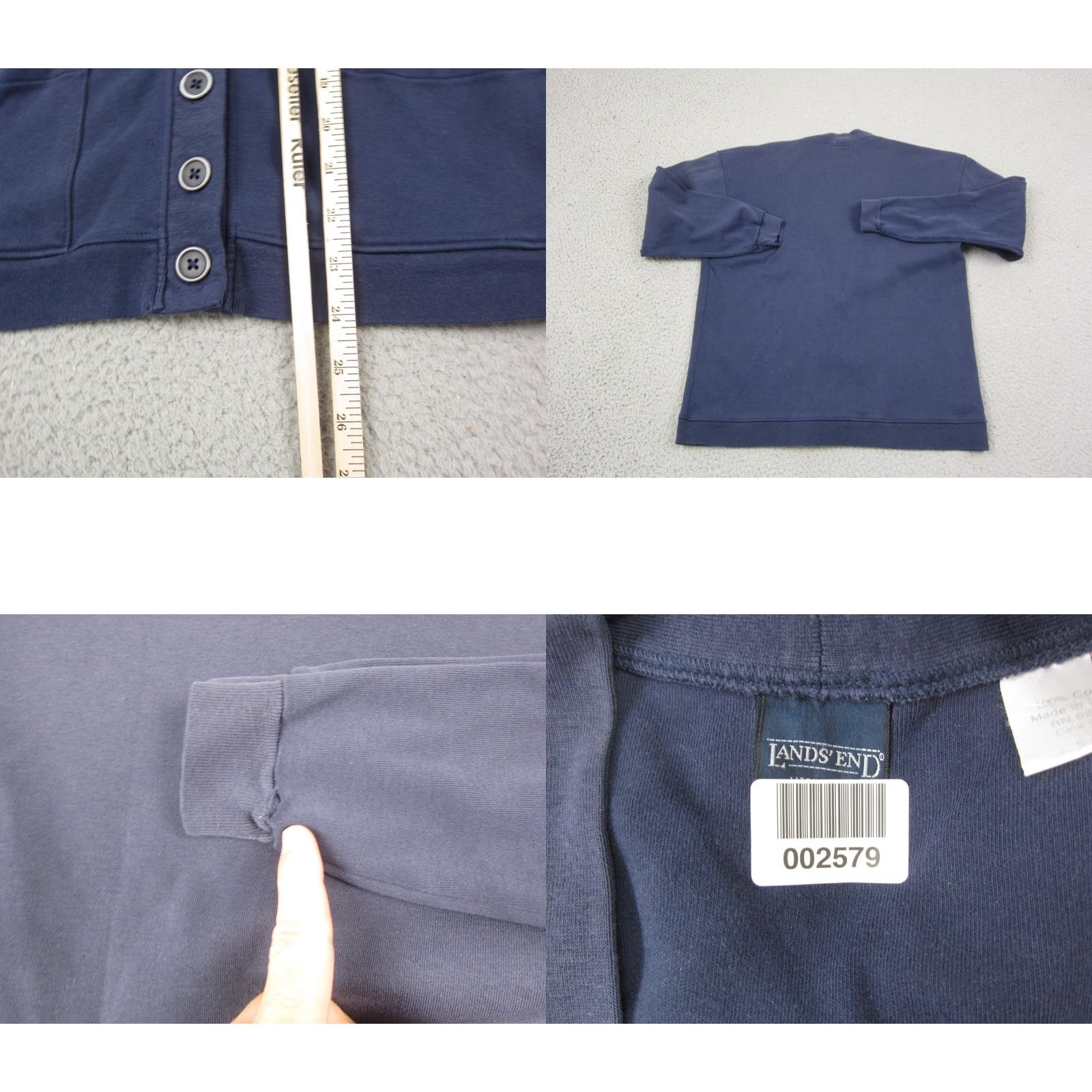 Lands' End Lands' End Cardigan Sweater Womens S Blue Cotton V-Neck Knit 90s Vintage Theme Mens Women Girls Boys Size S / US 4 / IT 40 - 8 Thumbnail