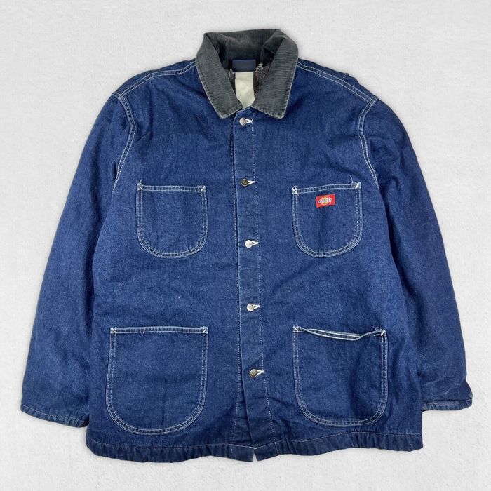 Vintage 90s Dickies Denim Field Chore Coat Blanket Lined Work Jacket ...