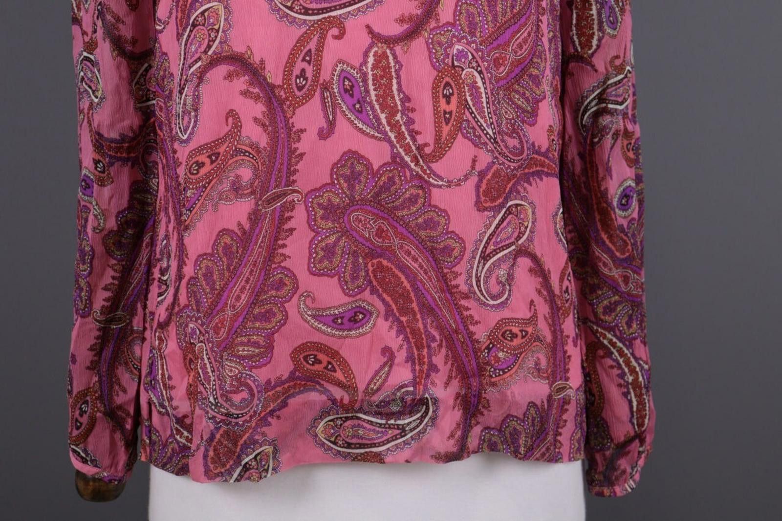 J.Crew J.Crew Pink Silk Paisley Drawstring Blouse Shirt Size 6 / S Size S / US 4 / IT 40 - 5 Thumbnail