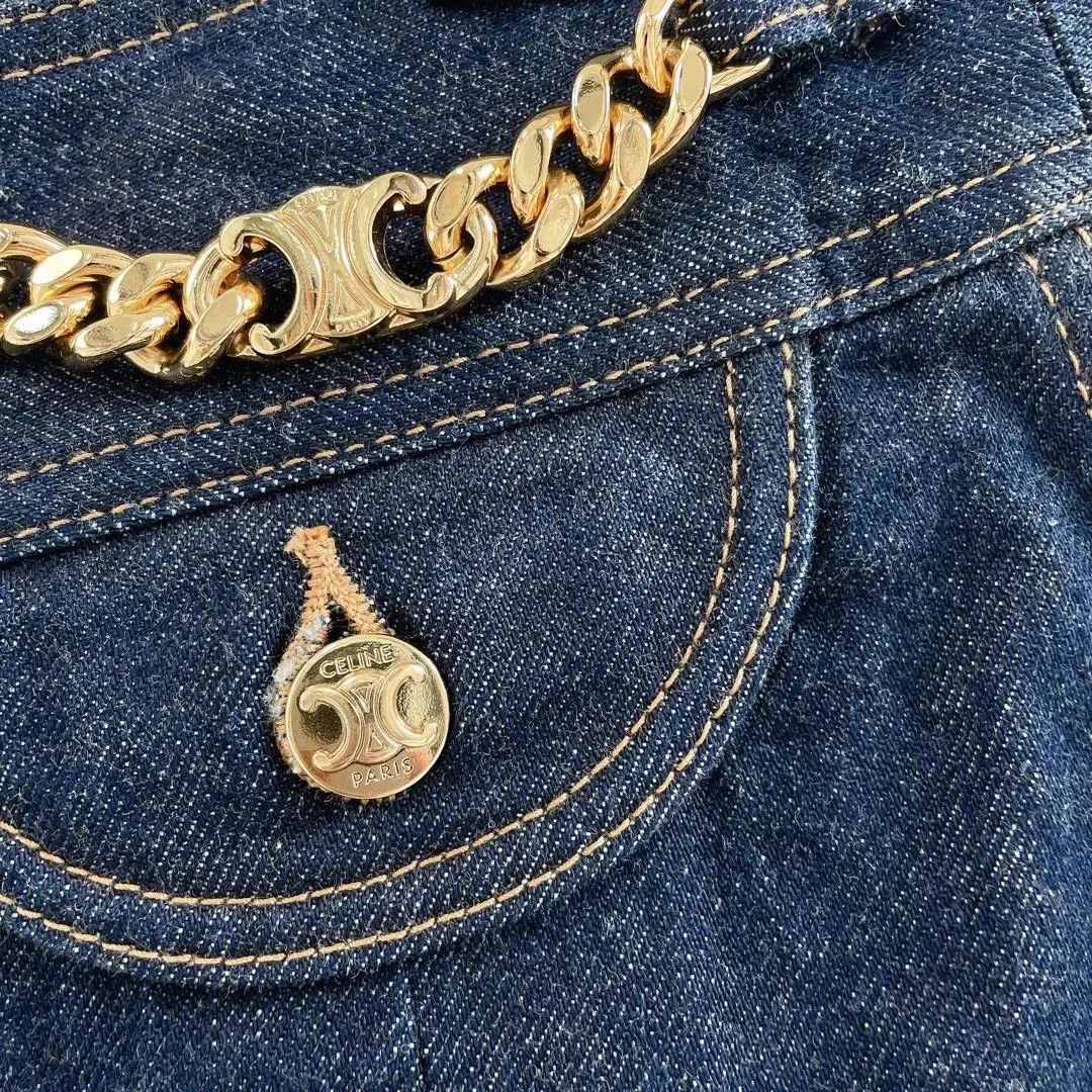 Celine CELINE Blue Chain Detail Low-Rise Mini Skirt 28 Size 28" / US 6 / IT 42 - 5 Thumbnail