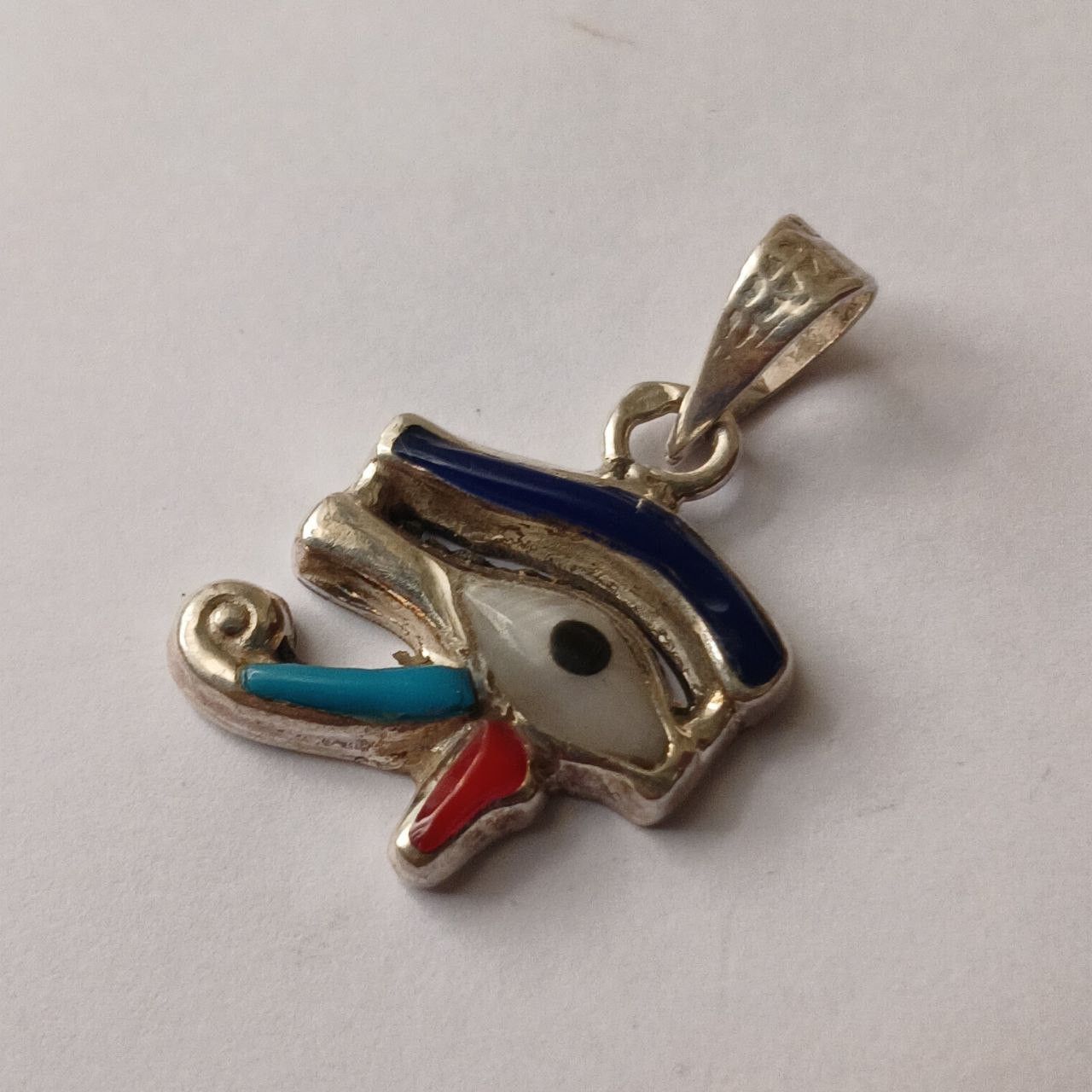 Sterling Silver 925 Silver Pendant Inlaid Lapis, Turquoise & Egyptian Touch Size ONE SIZE - 3 Thumbnail