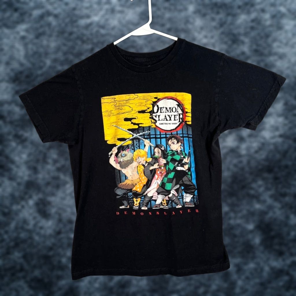 Vintage Demon Slayer T-Shirt Demon Slayer Anime Graphic Black Cotton Mens M Crew Neck Short Sleeve Adult Mens Medium Size US M / EU 48-50 / 2 - 1 Thumbnail