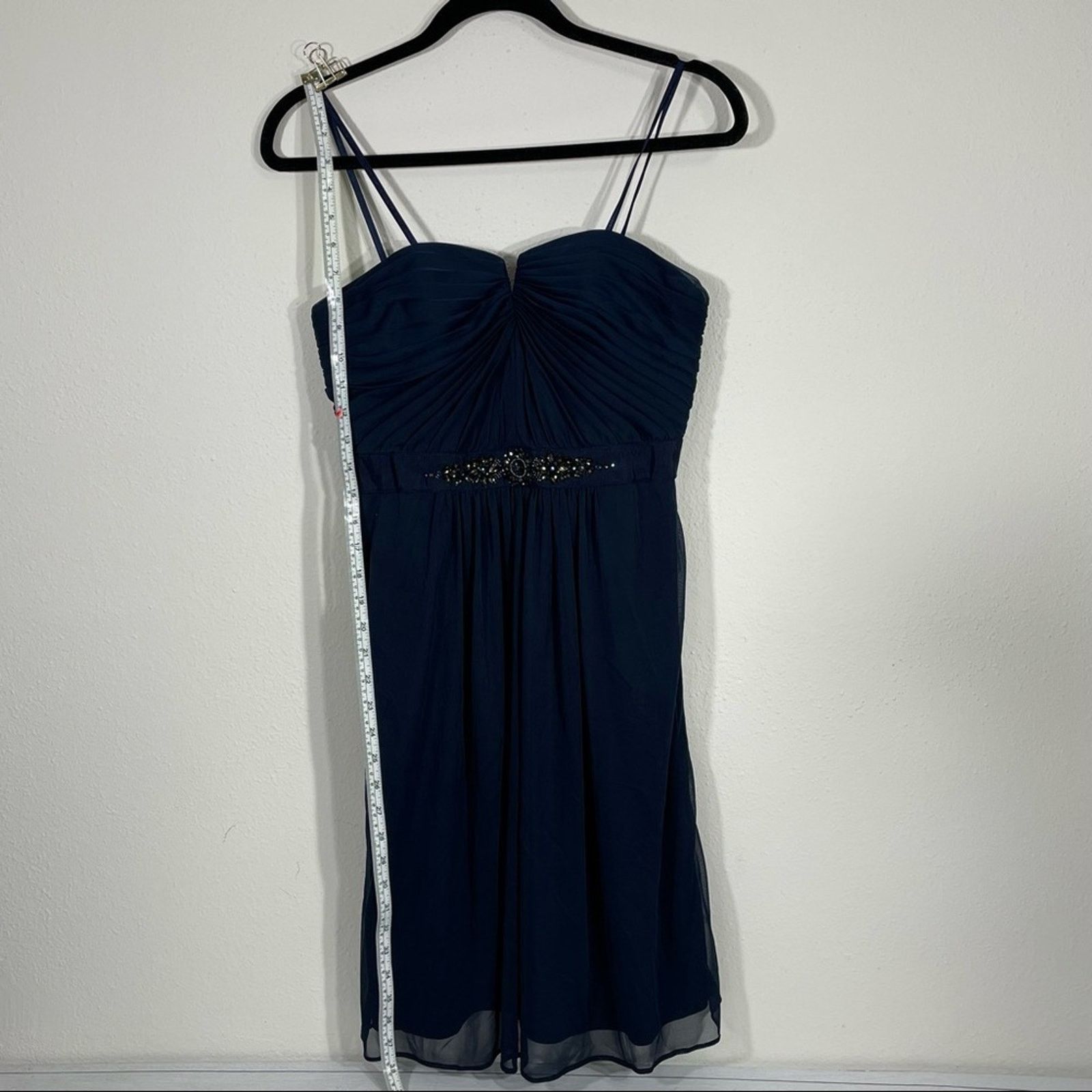 Adrianna Papell Adrianna Papell Dark Blue Embellished Waist Dress Size 6 Size M / US 6-8 / IT 42-44 - 7 Thumbnail