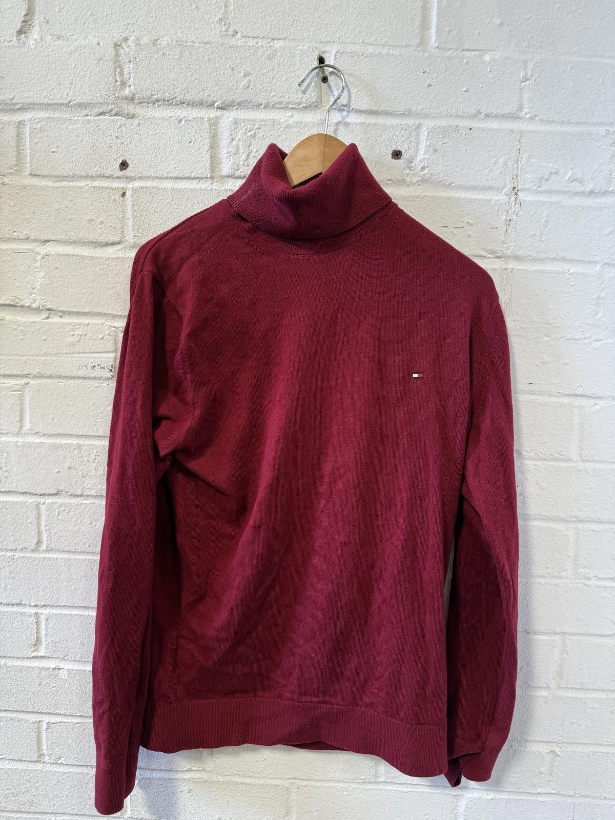 Tommy Hilfiger Tommy Hilfiger Pima Cotton Blend Cashmere Sweater - Burgundy Size US M / EU 48-50 / 2 - 2 Thumbnail