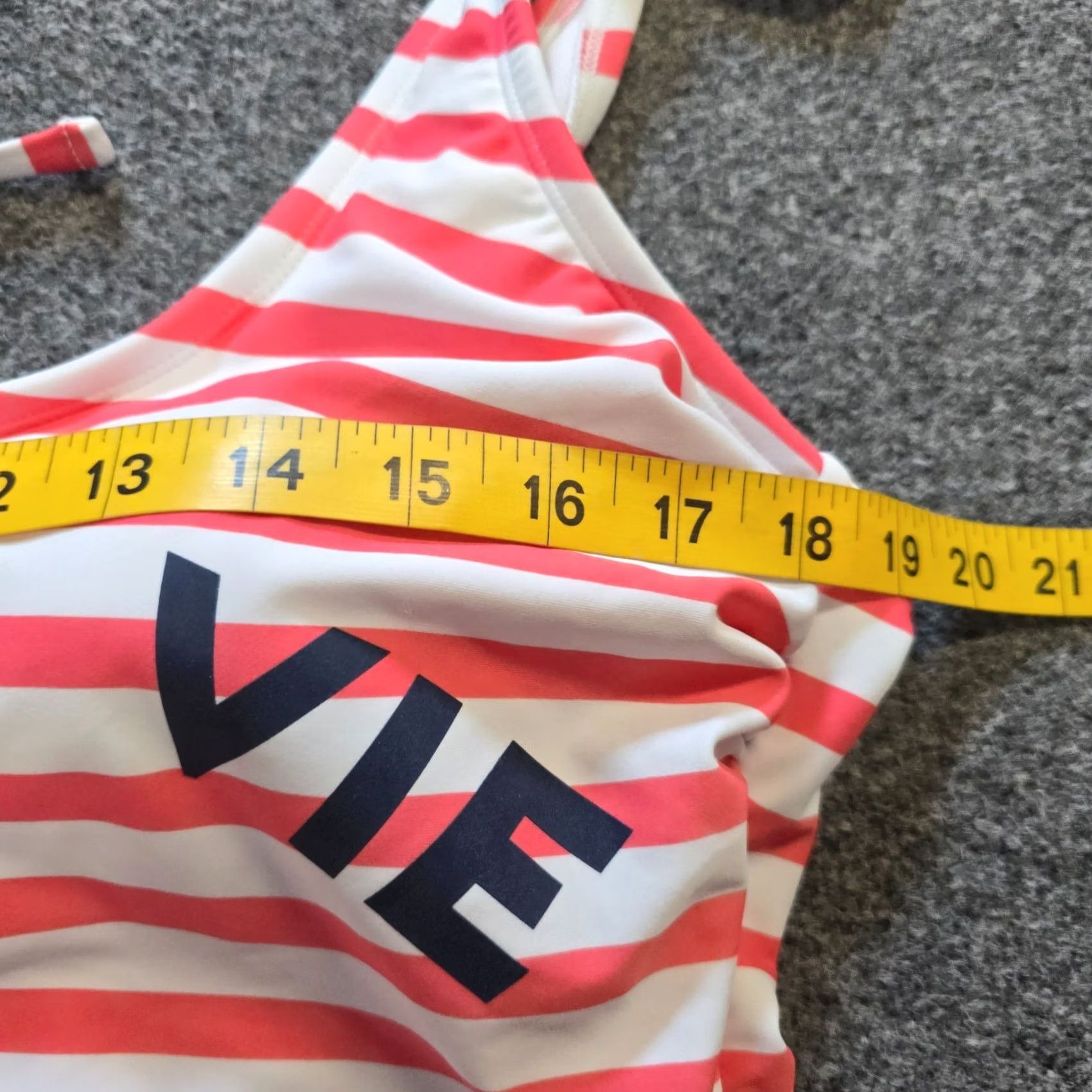 Vintage Kona Sol Swimsuit One Piece Womens XL Red White Striped French Sailor Low Cut Beach Pattern Nylon SS? Size ONE SIZE - 4 Thumbnail