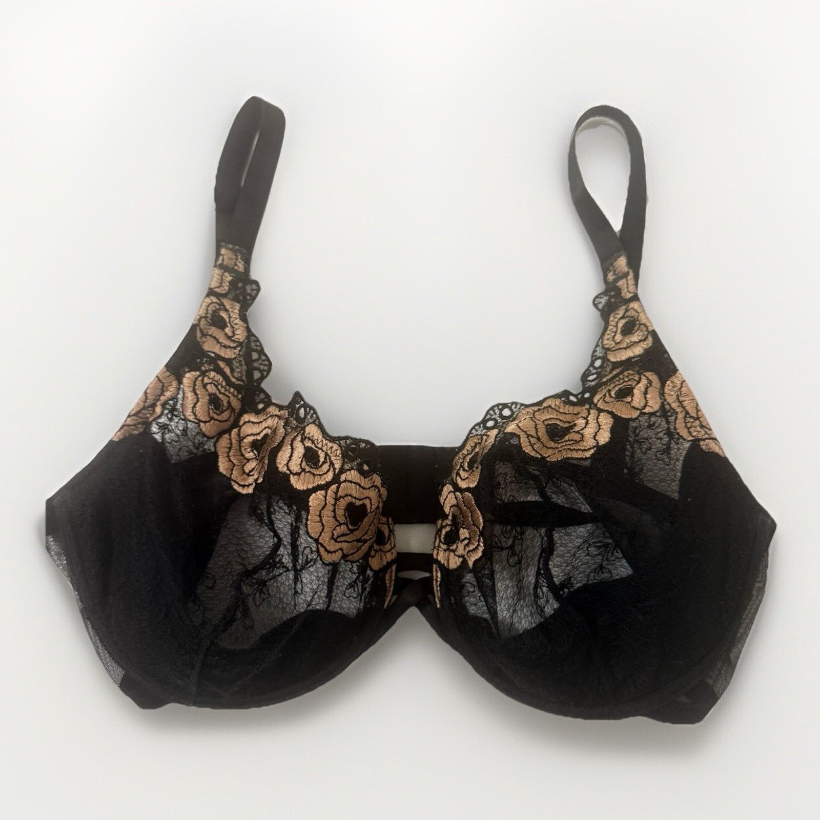 Other Wacoal Retro 34DD Bra Black Sheer Floral Underwire Sexy Size ONE SIZE - 1 Thumbnail