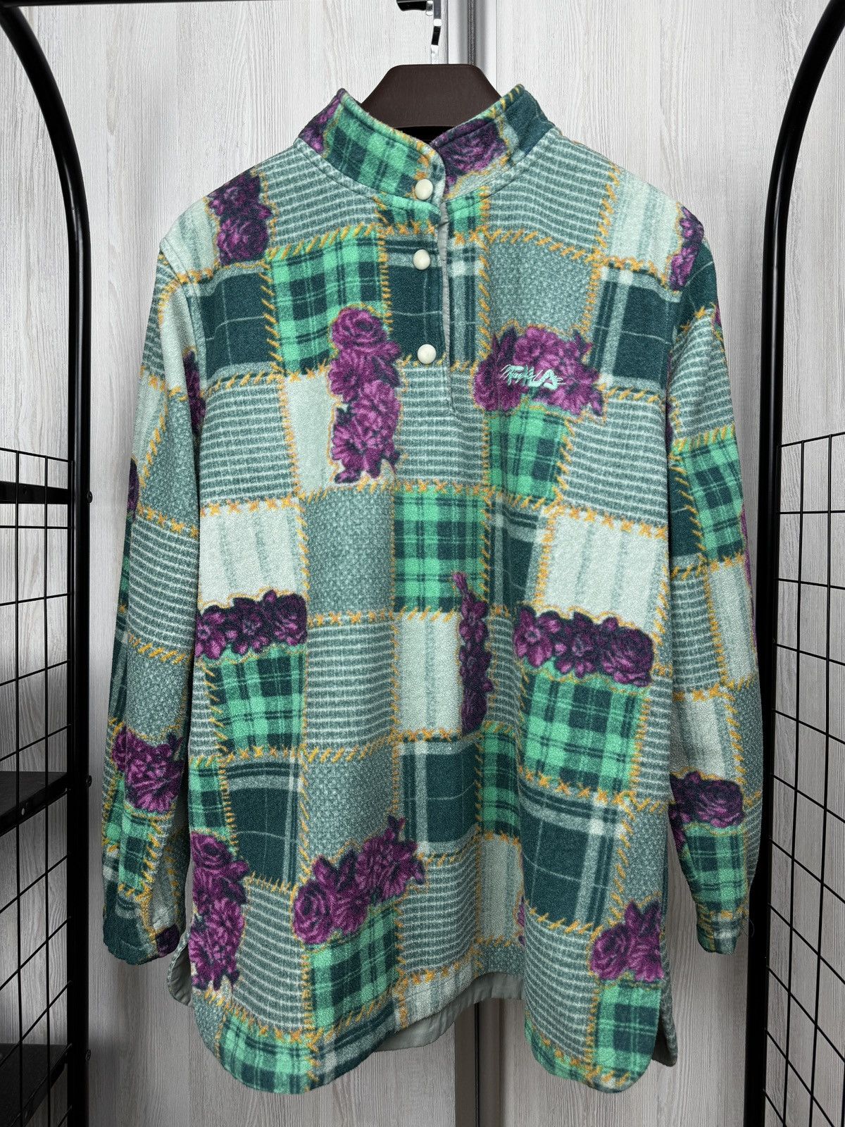 Fila Vintage 90s Fila patchwork logo half-button Snap-T oversized Size XL / US 12-14 / IT 48-50 - 2 Thumbnail