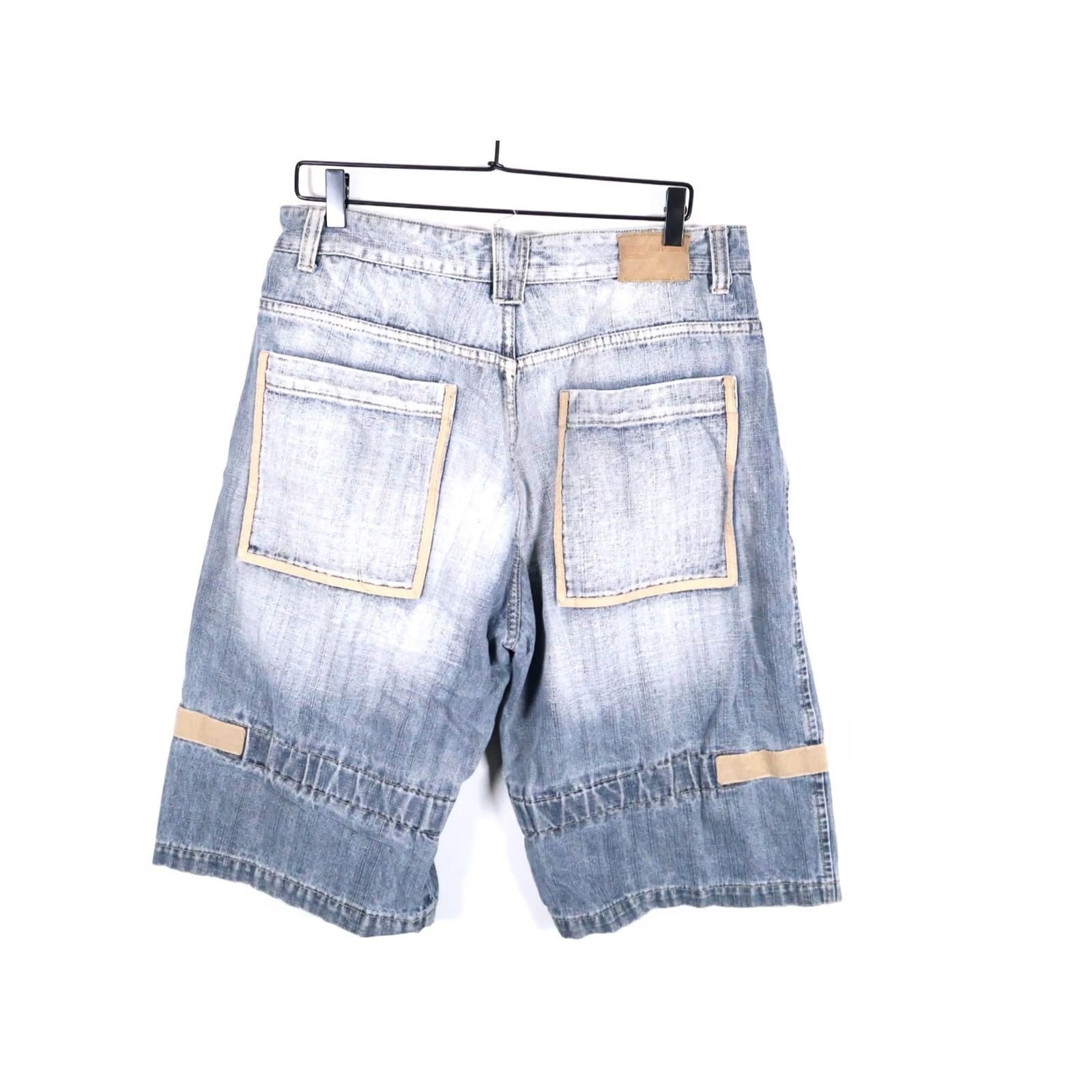 Denime VINTAGE Regal Jeans Cargo Shorts Mens 33 x 13 Denim Blue 90s Hip Hop Retro Taped Leg Cargo Pocket Zip Fly Jeans Shorts Size US 32 / EU 48 - 2 Thumbnail