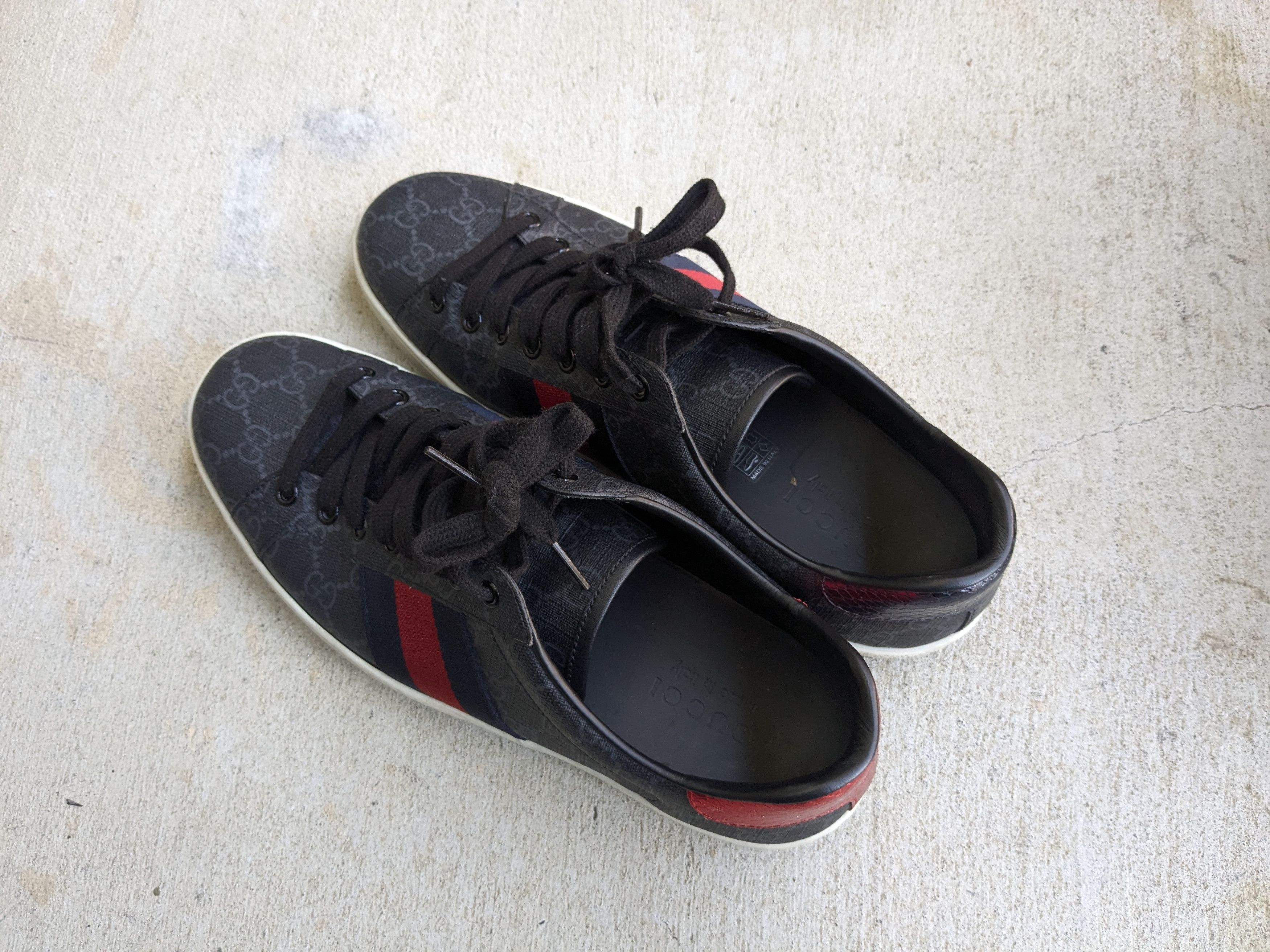 Gucci Gucci Ace Sneakers Monogram Camvas 9.5 Leather Low Tops Size US 9.5 / EU 42-43 - 10 Thumbnail