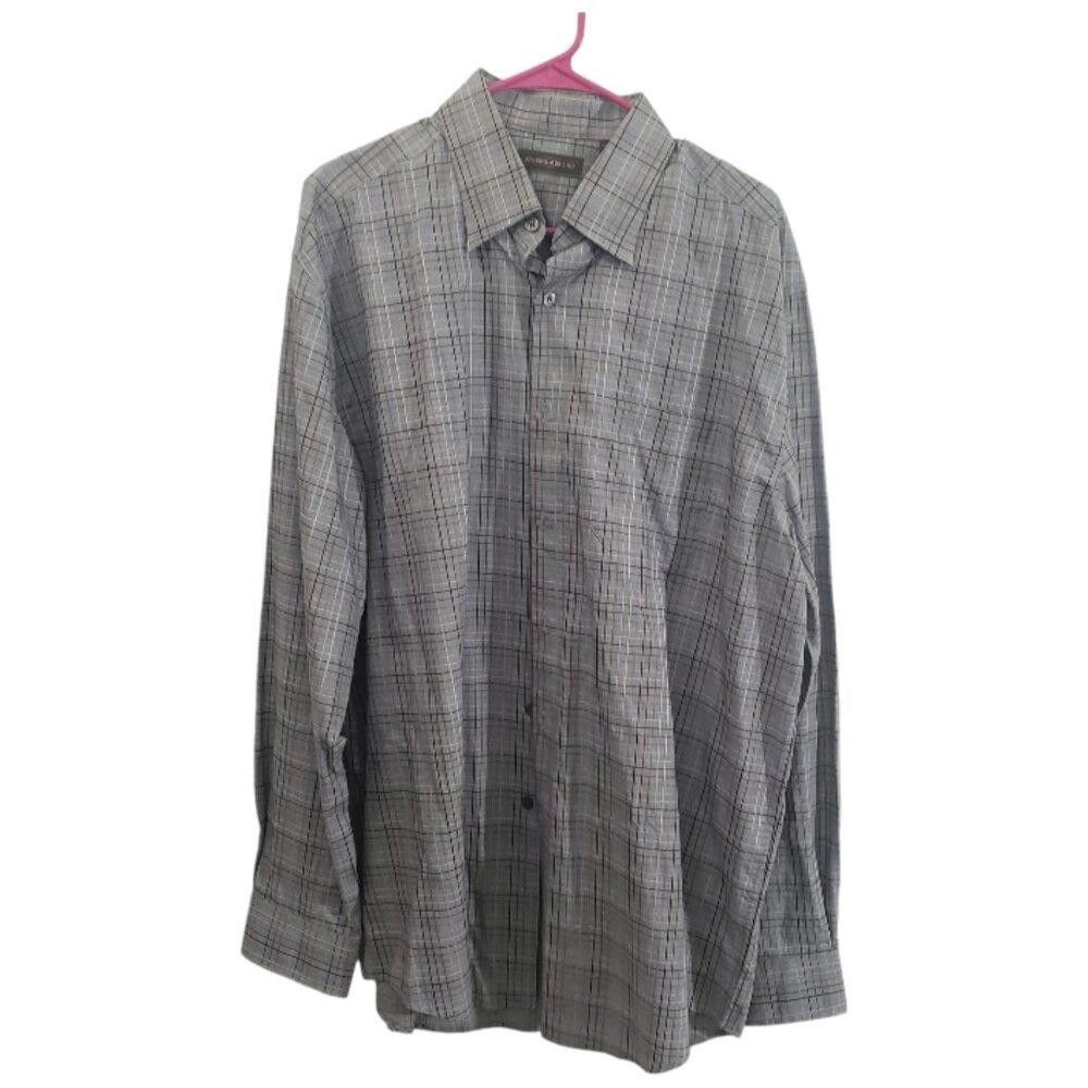 Joseph Abboud CT1882 Joseph Abbound Gray Striped Button Down Shirt XL Size 44R - 1 Thumbnail