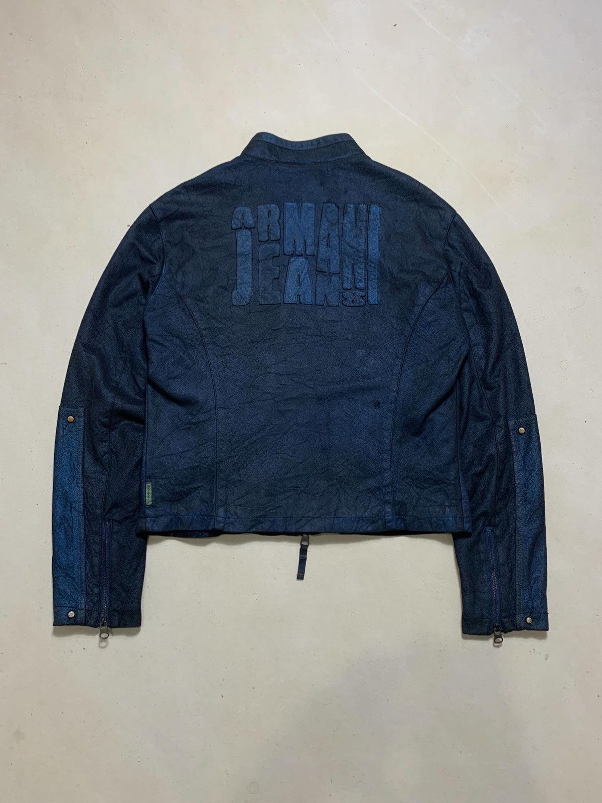 Armani Armani Jeans Navy Cracked Effect Faux Suede Size US L / EU 52-54 / 3 - 4 Thumbnail