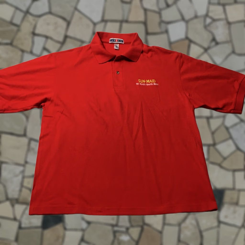 Jerzees JERZEES Sun-Maid Men's Polo Shirt LARGE Cotton Red Short Sleeve Size US L / EU 52-54 / 3 - 1 Thumbnail