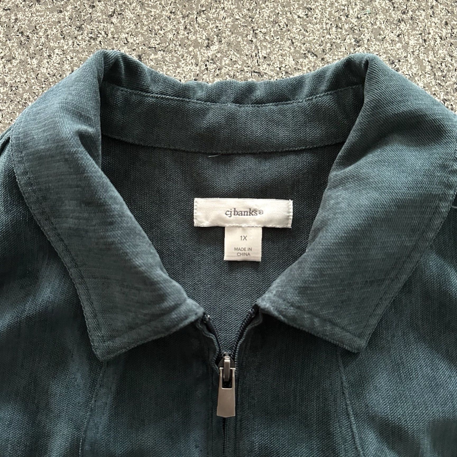 Velvet CJ Banks Jacket Womens 1X Suede Velvet Full Zip Collar Green Jacket Womens 1X Green Size XL / US 12-14 / IT 48-50 - 2 Thumbnail