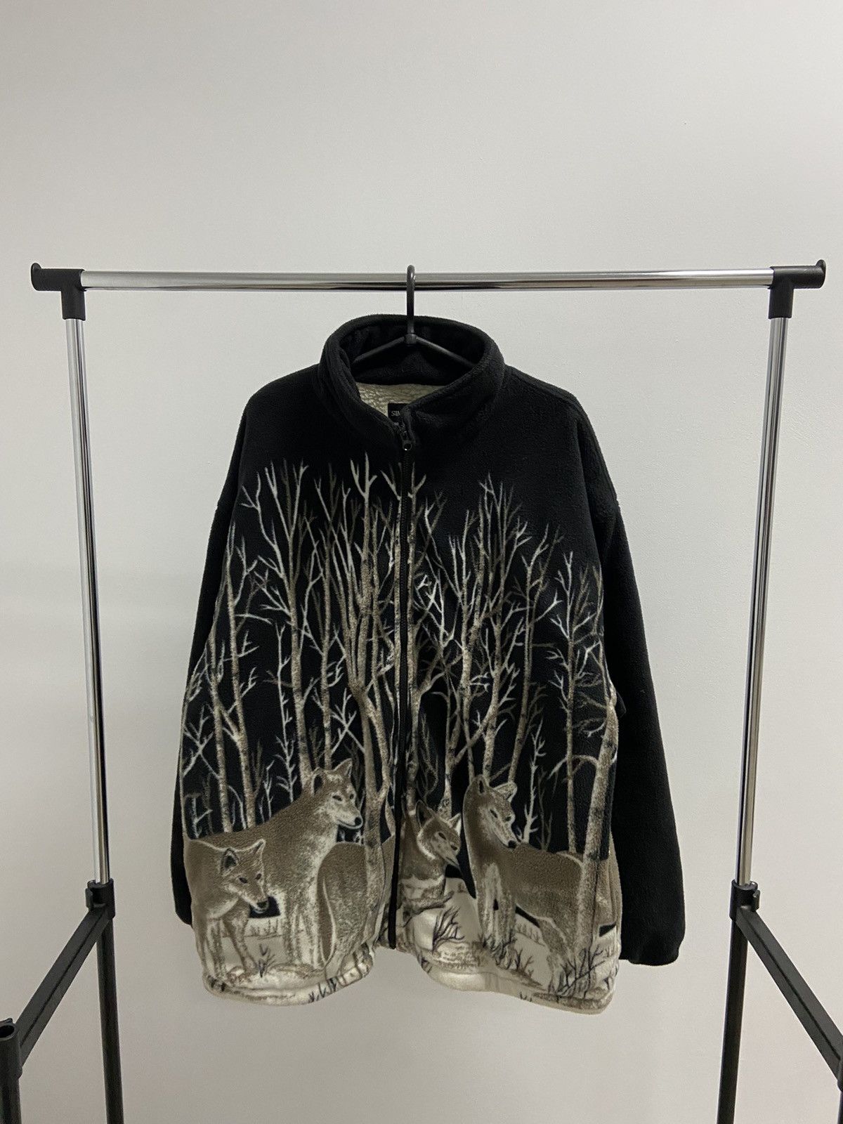 Japanese Brand × Vintage Wolves 🐺 Fleece Jacket Warm Vintage Zip Overprint Size US XXL / EU 58 / 5 - 1 Thumbnail