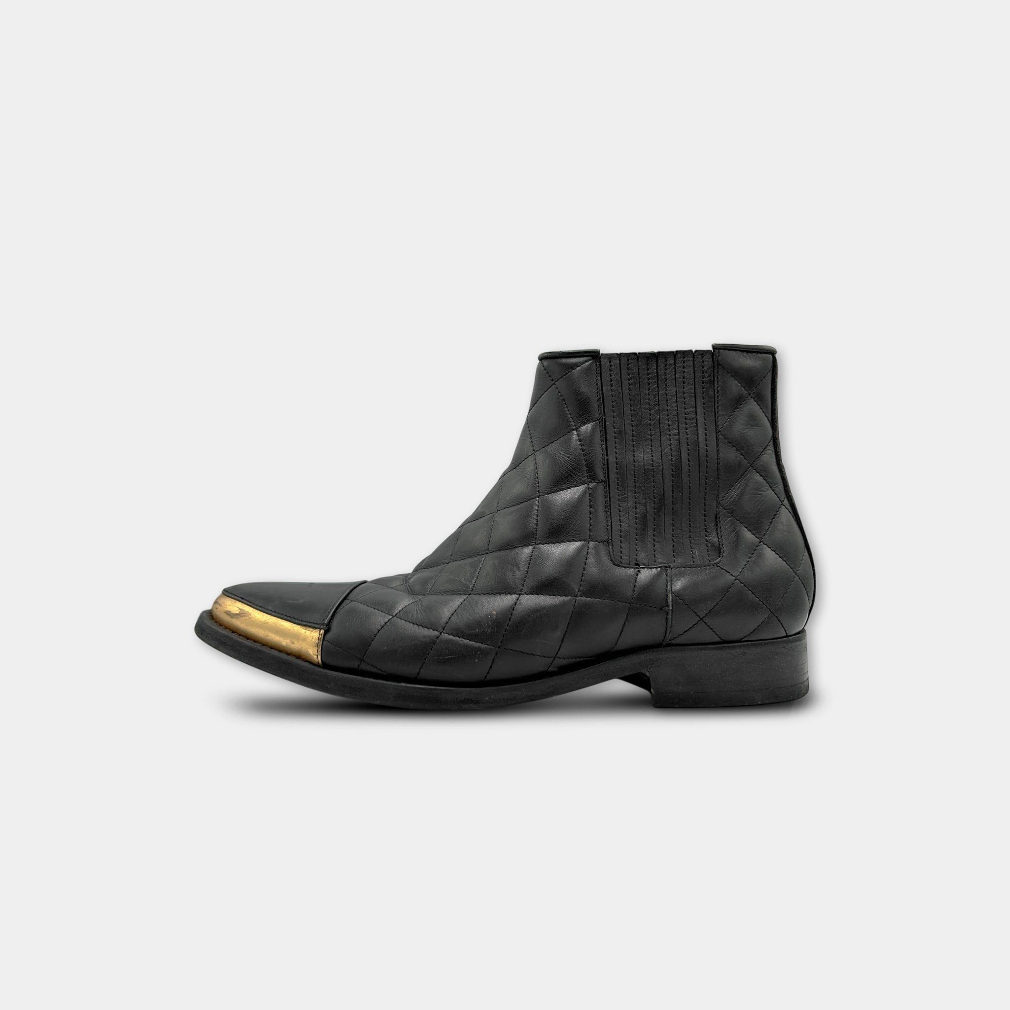 Balmain Balmain Quilted Leather Gold Toe-Cap Chelsea Boots Size US 9 / EU 42 - 8 Thumbnail
