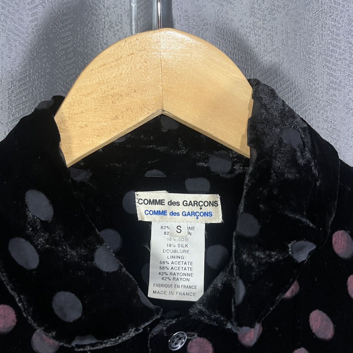 COMME DES GARCONS - BUTTON UP POLKA VELVET SHIRT