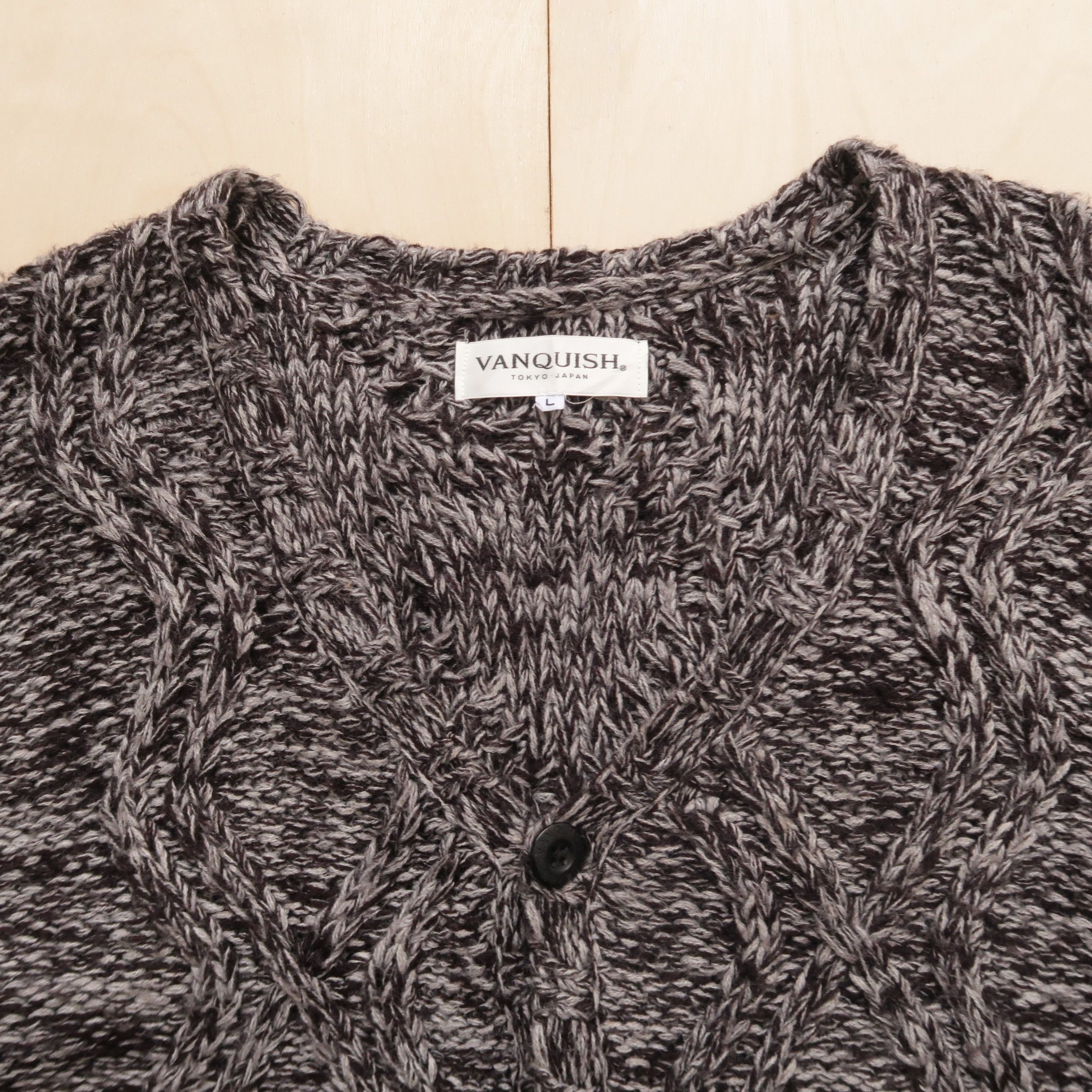 Japanese Brand 1990s Vanquish Japan - Cable Knit Cardigan CDG Size US L / EU 52-54 / 3 - 3 Thumbnail