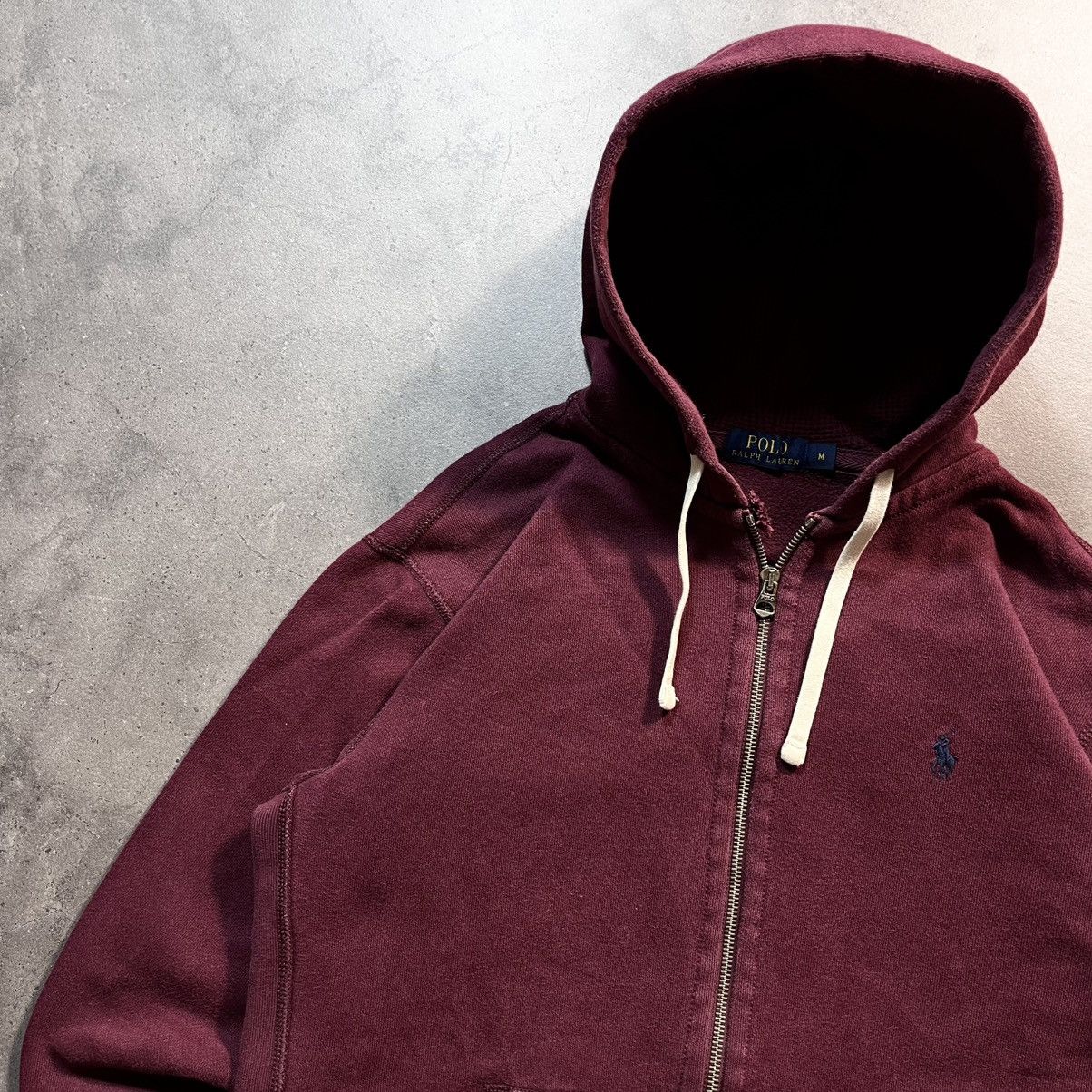 Polo Ralph Lauren Burgundy Polo Ralph Lauren Vintage Small Pony Zip Hoodie Size US M / EU 48-50 / 2 - 2 Thumbnail