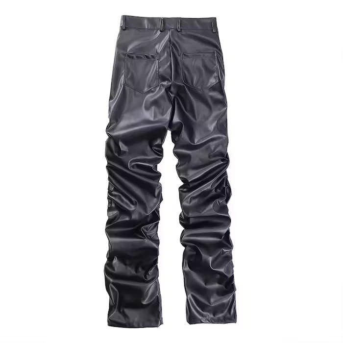 Japanese Brand × Vintage Loose Ruched Casual Pu Leather Pants Size US 32 / EU 48 - 9 Thumbnail