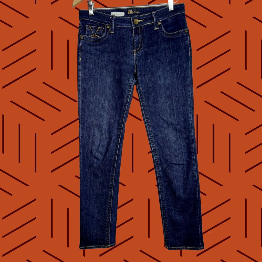 Vintage KUT from the Kloth Stevie Straight Leg Jeans Size 4 Solid Denim KP560MB7 Size 27" / US 4 / IT 40 - 1 Thumbnail