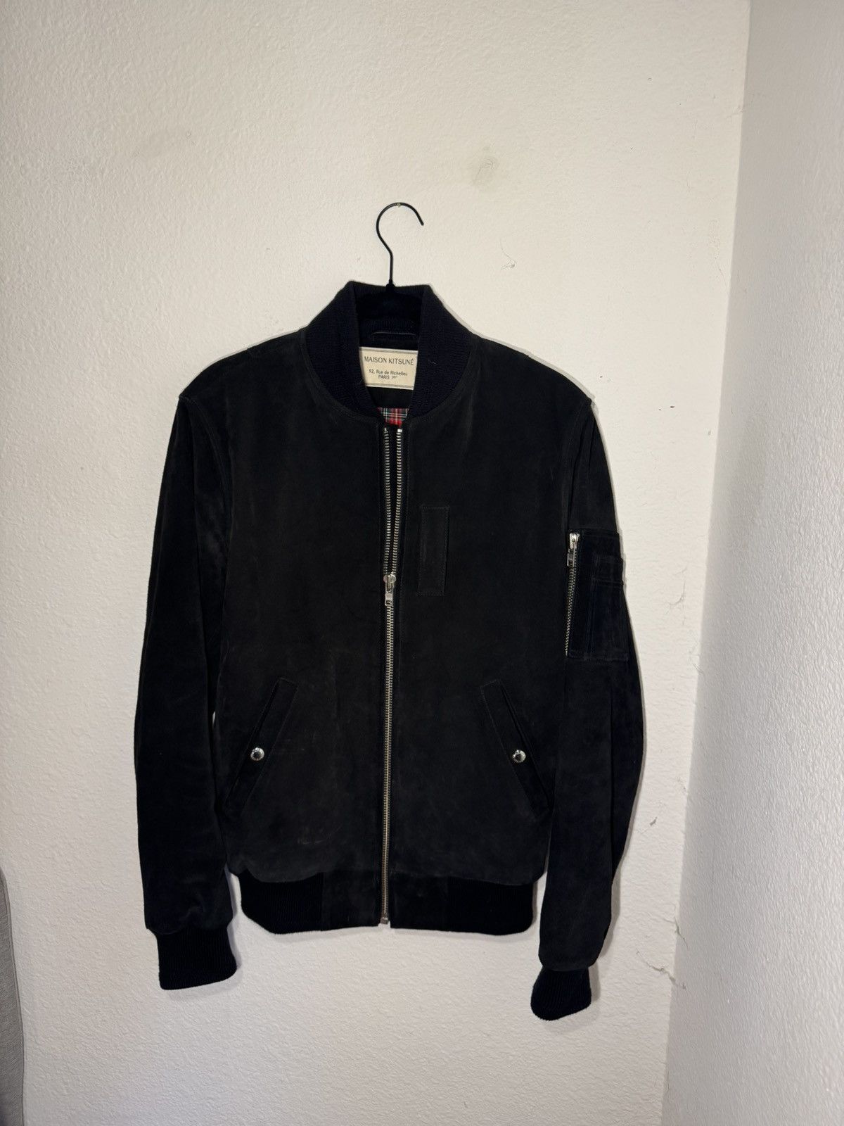 Maison Kitsune Black Suede Bomber Size US S / EU 44-46 / 1 - 1 Thumbnail