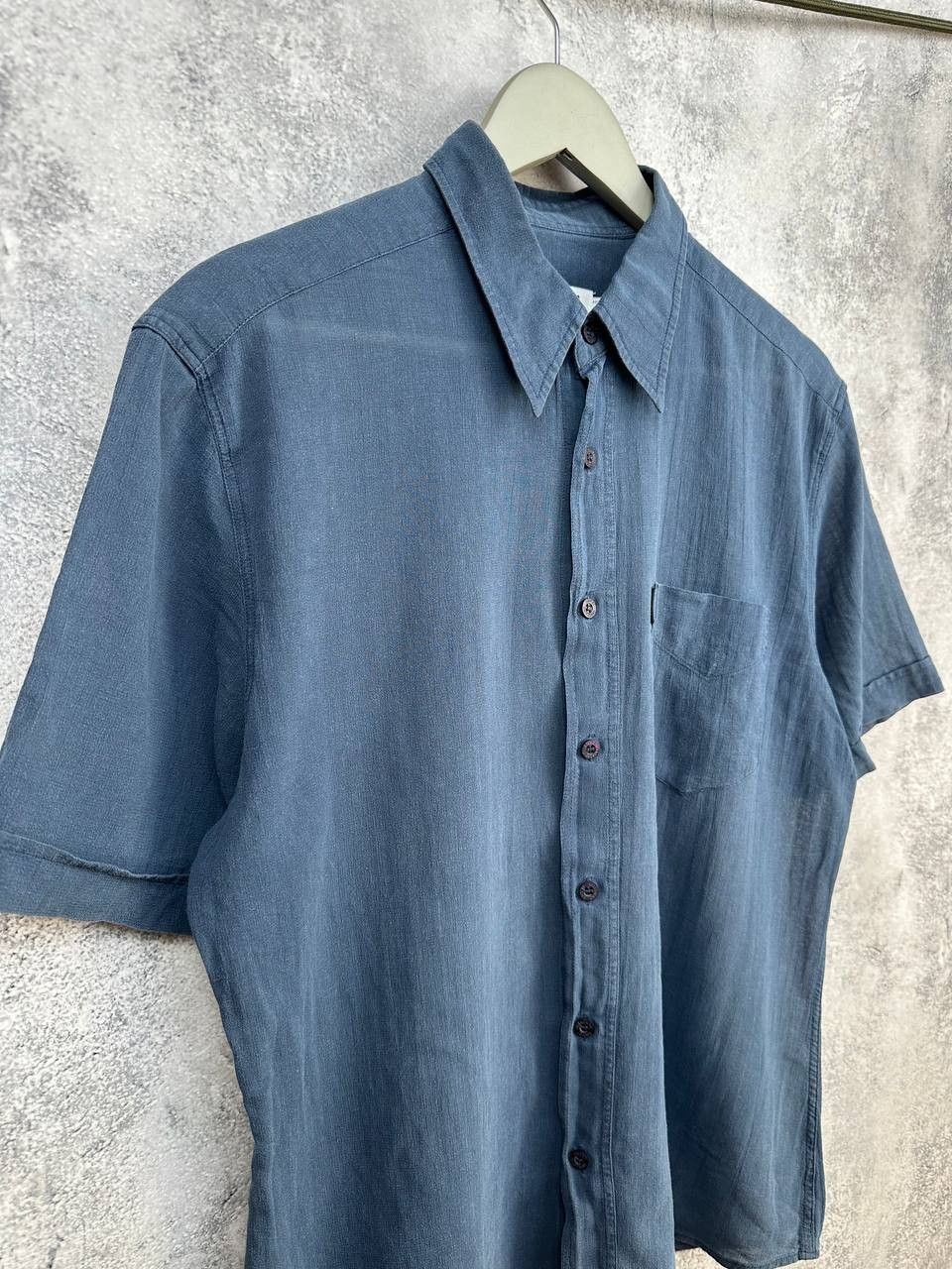 Moschino Moschino Jeans Pure Linen Button Shirt Navy Short Sleeve Size US XL / EU 56 / 4 - 3 Thumbnail
