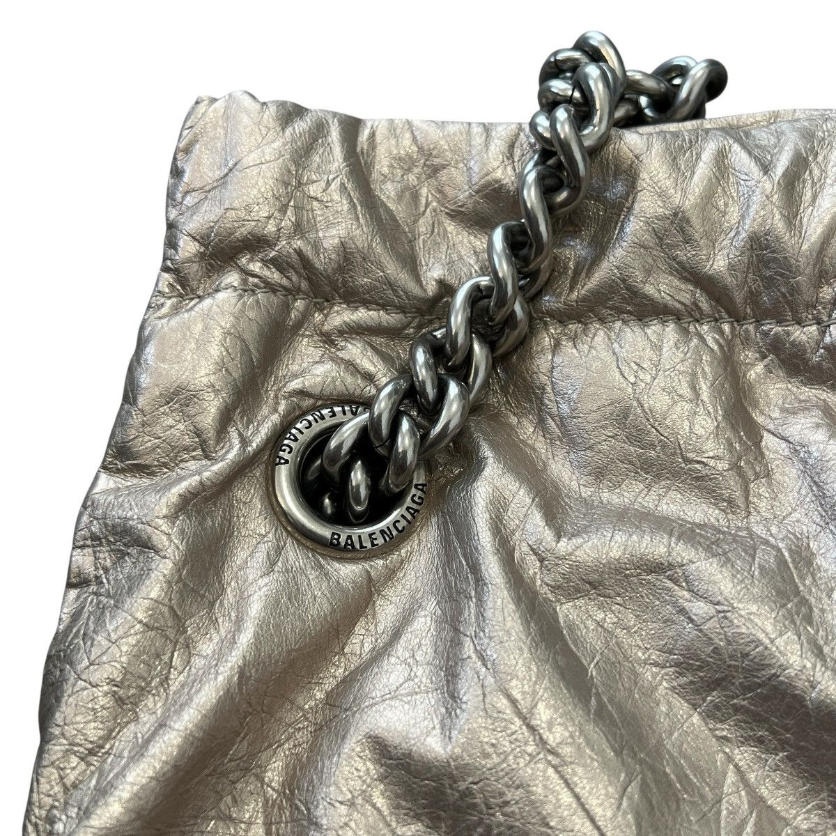 Balenciaga BALENCIAGA Crush Small Chain Shoulder Bag Metallic Silver Size ONE SIZE - 6 Thumbnail