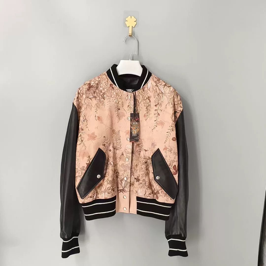Dior Christian Dior Leather Floral Baseball Jacket Size S / US 4 / IT 40 - 1 Thumbnail