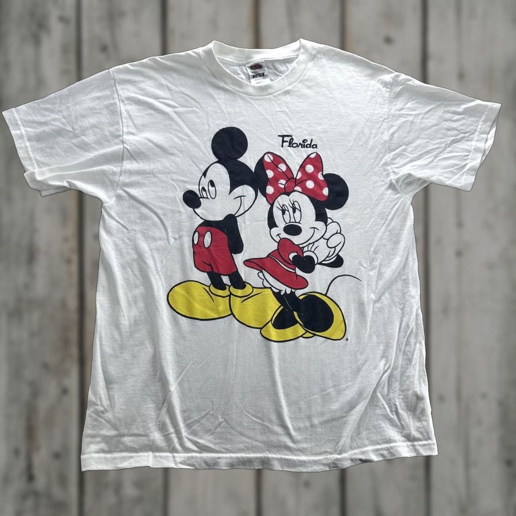 Fruit Of The Loom DISNEY Mickey Minnie Florida Graphic Shirt Adult Large White Crew Neck Mens Size US L / EU 52-54 / 3 - 1 Thumbnail