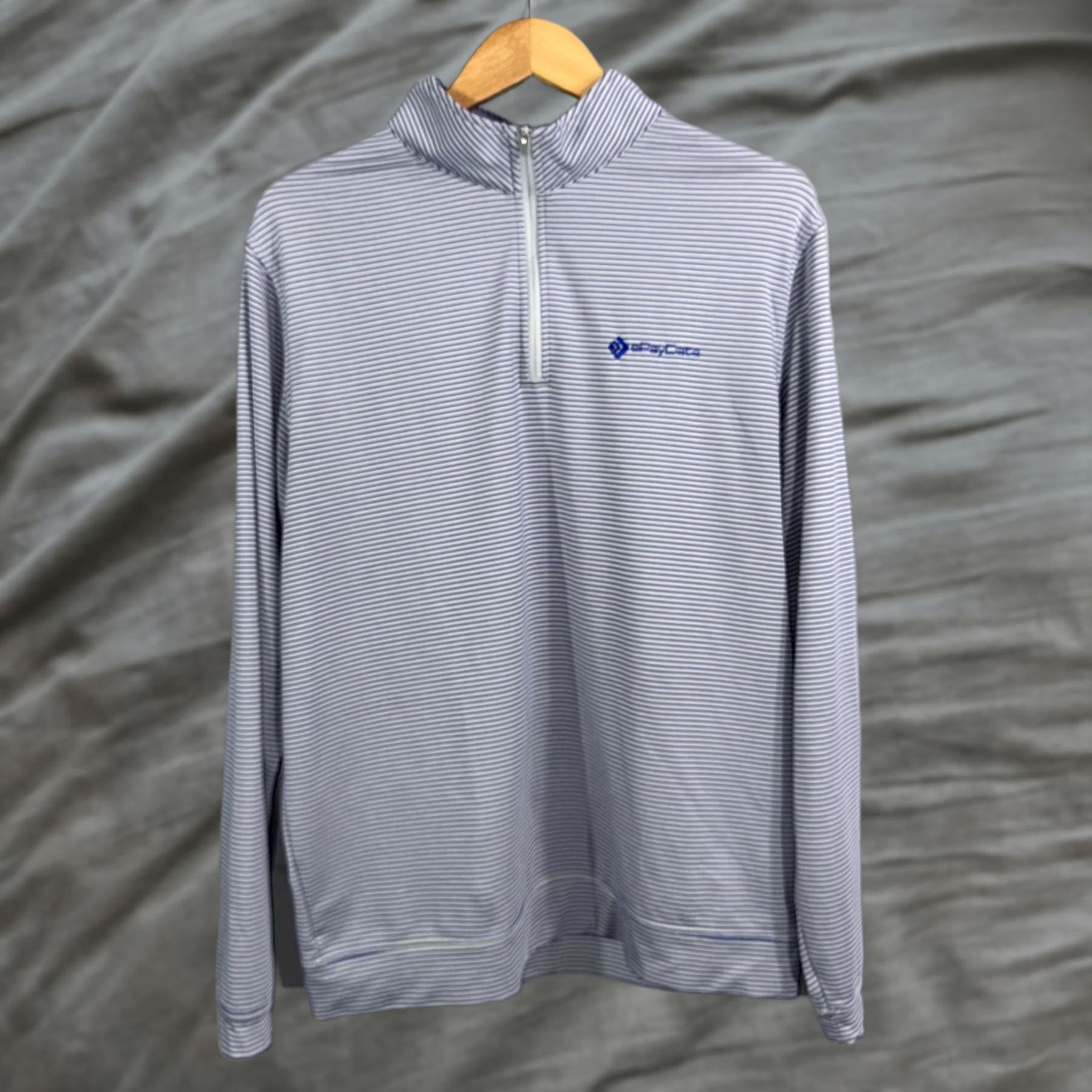 Peter Millar Peter Millar Quarter Zip Pullover Mens Large Gray Stripe Performance Golf Shirt Size US L / EU 52-54 / 3 - 1 Thumbnail