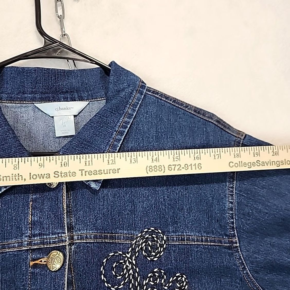 Denime VINTAGE CJ Banks Women's Denim Embroidered Button-Up Shirt Jacket 2X Blue 90s Shacket Casual Womens Size XXL / US 16-18 / IT 52-54 - 6 Thumbnail