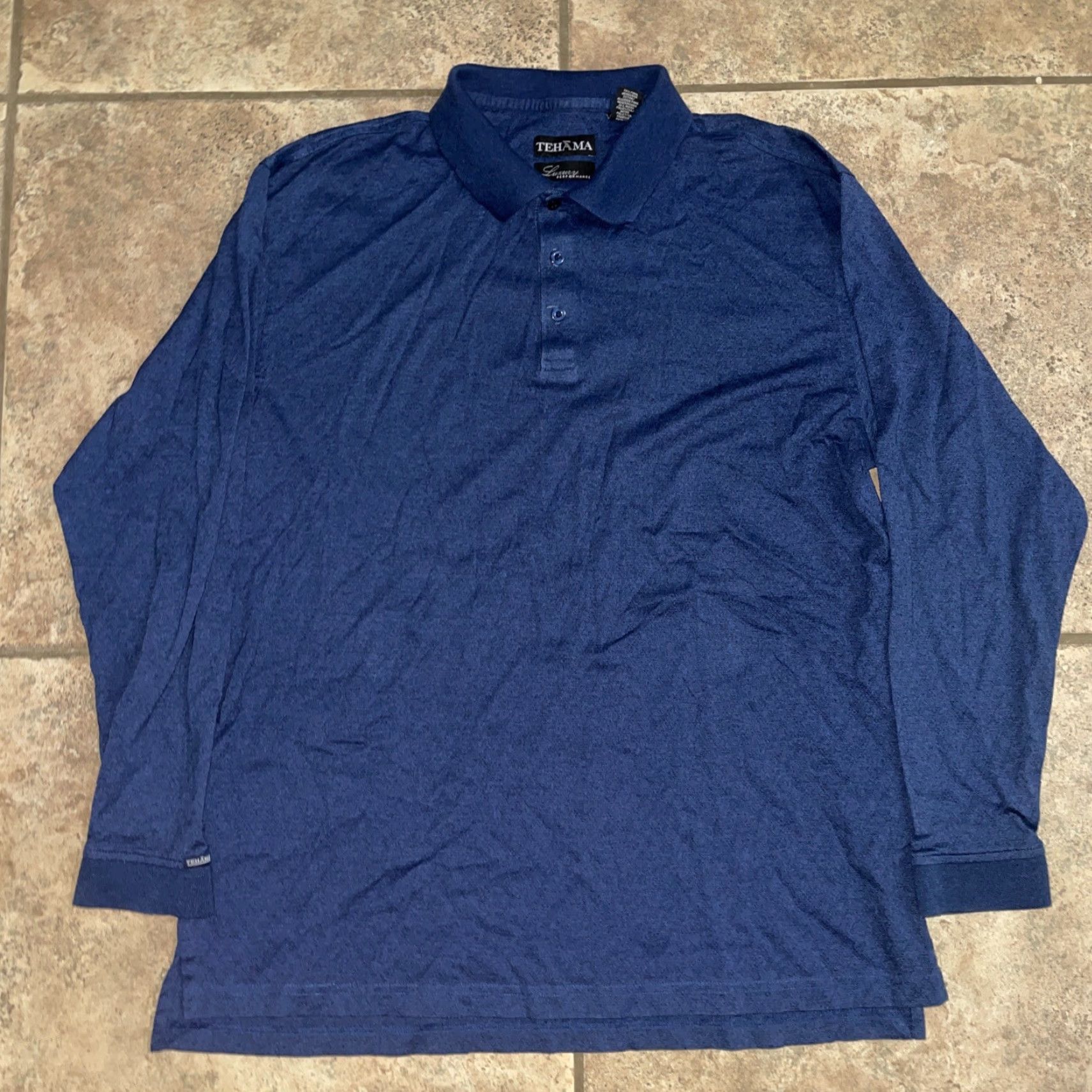 Vintage Tehama luxery performance Blue Longsleeve Polo Mens L Size US L / EU 52-54 / 3 - 2 Thumbnail