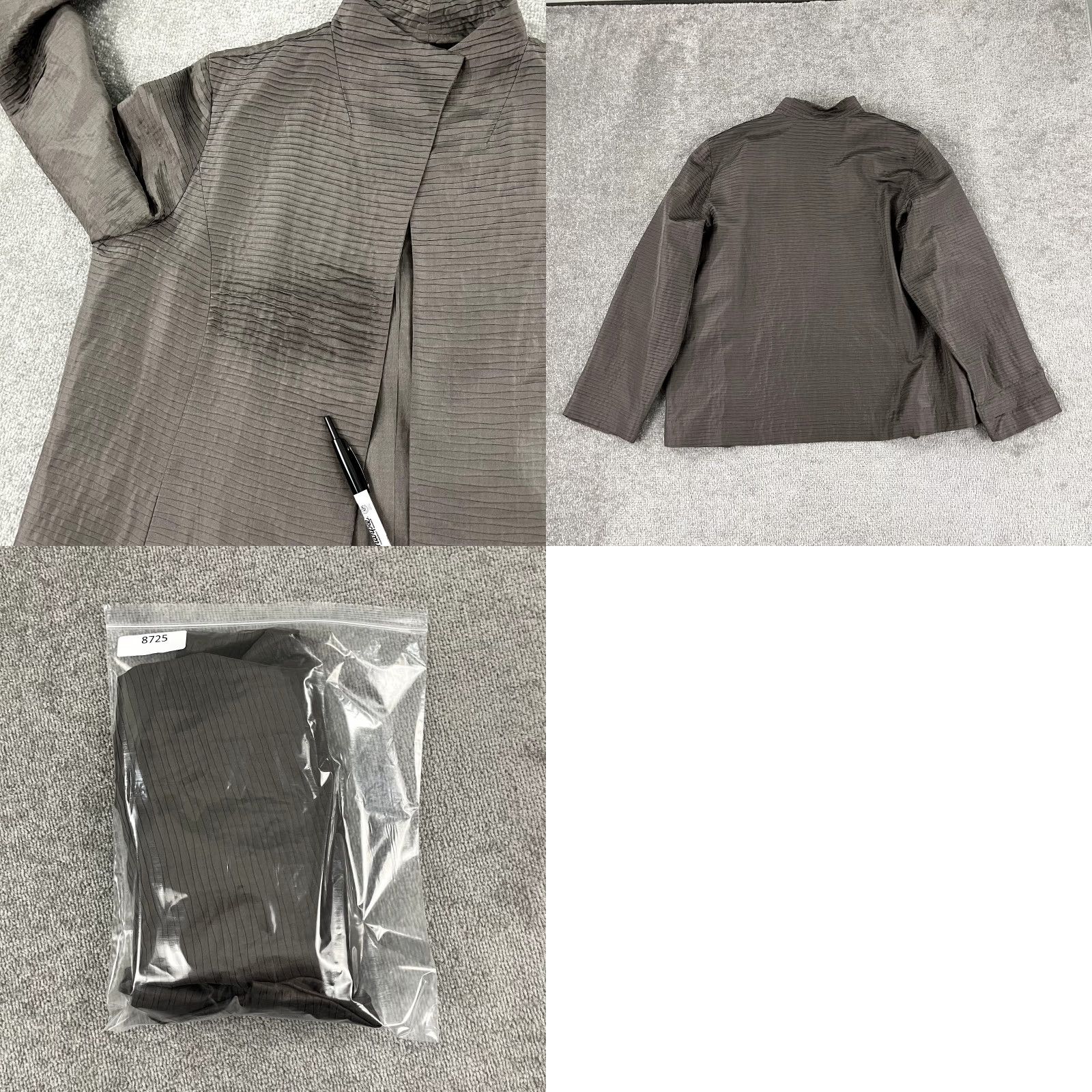 Eileen Fisher EILEEN FISHER Blazer Womens XL Brown Silk Open Front Pockets Casual Long Sleeve Classic Size XL / US 12-14 / IT 48-50 - 8 Thumbnail