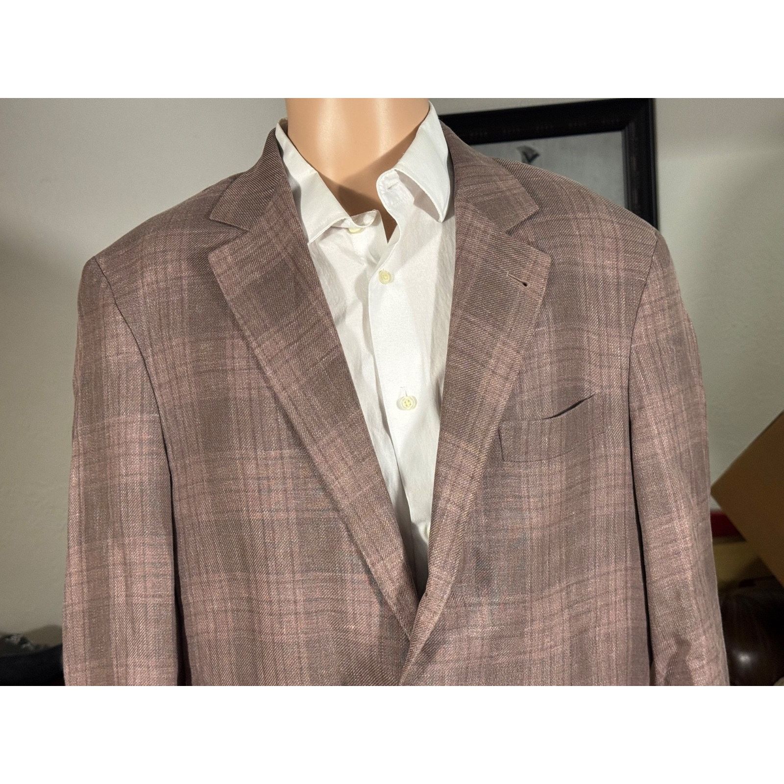 Brunello Cucinelli Brunello Cucinelli Peach Taupe Plaid Blazer Sport Jacket 42 Size 42R - 9 Thumbnail