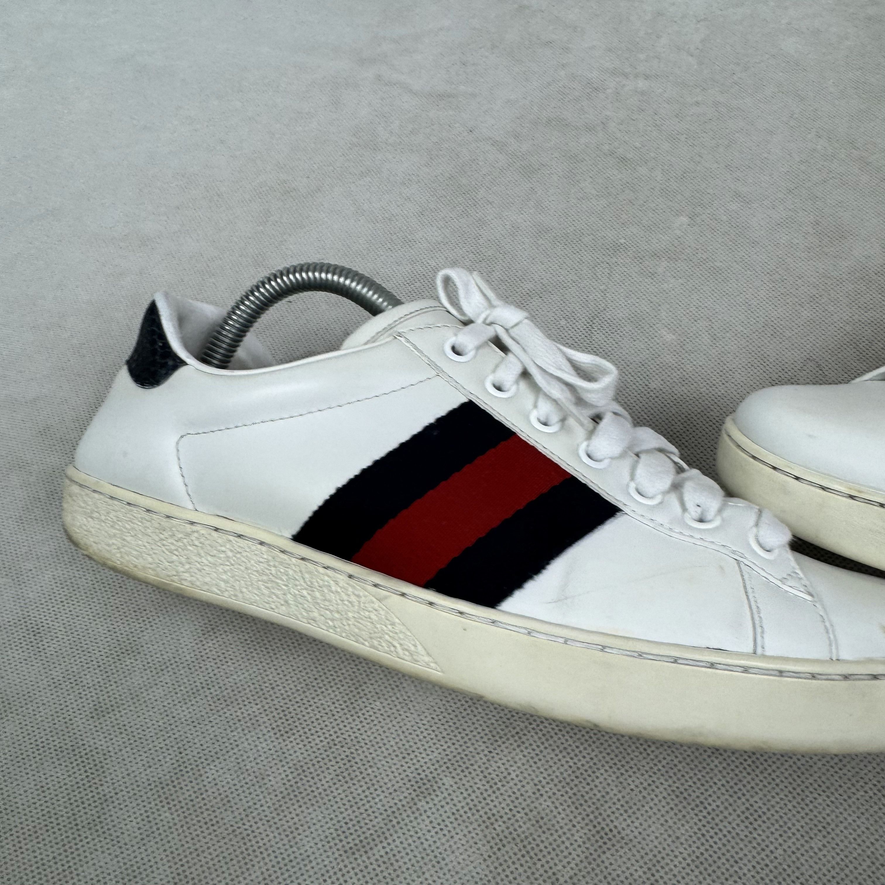 Gucci Gucci Ace Men's White Leather Round Toe Casual Lace Up Shoes Size US 6 / EU 39 - 4 Thumbnail