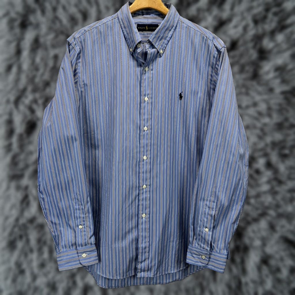 Ralph Lauren Ralph Lauren Striped Button-Down Shirt Mens L Blue Preppy Pony Logo Classic Size US L / EU 52-54 / 3 - 1 Thumbnail
