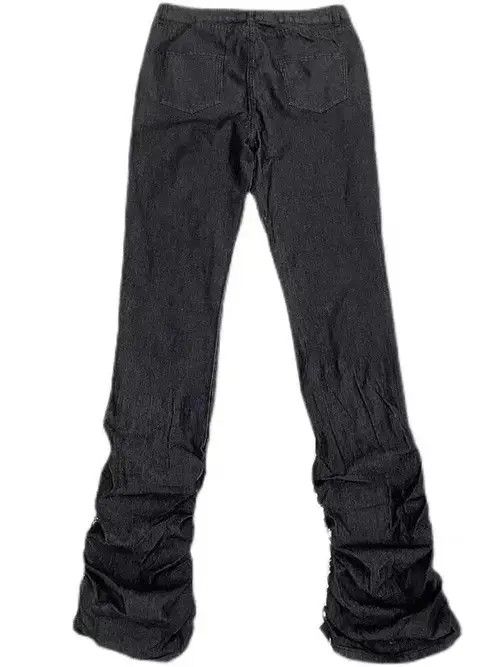 Jean Washed distressed pleated micro-flare bat-print jeans Size US 32 / EU 48 - 2 Thumbnail
