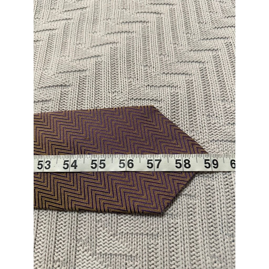 Lord & Taylor Lord and Taylor bronze metallic chevron silk tie Size ONE SIZE - 4 Thumbnail