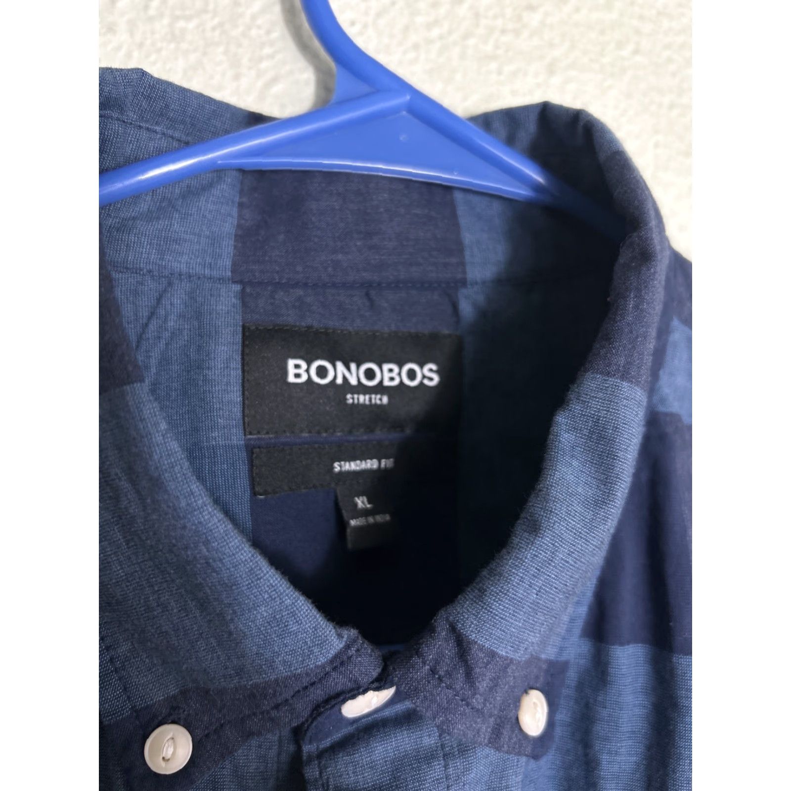Bonobos VINTAGE Bonobos Stretch Standard Fit Button Down Shirt XL Blue Plaid Cotton Long Sleeve Size US XL / EU 56 / 4 - 7 Thumbnail