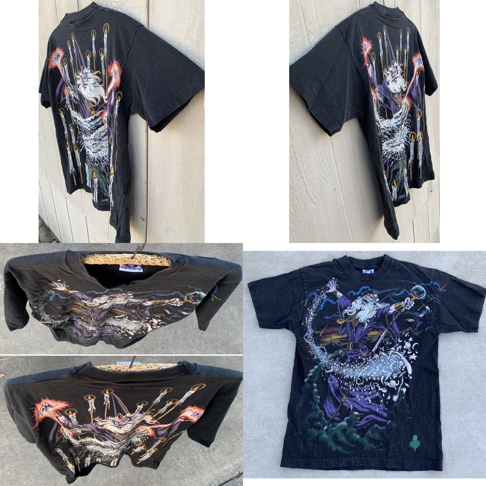 Liquid Blue VINTAGE Liquid Blue T-Shirt Men L Black 90s Graphic Front Back Single Stitch 100% Cotton USA Made Size L Size US L / EU 52-54 / 3 - 8 Thumbnail