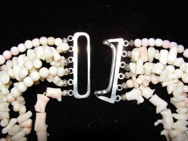 Designer Angel Skin Coral Strand Torsade Necklace with Sterling Clasp Size ONE SIZE - 4 Thumbnail