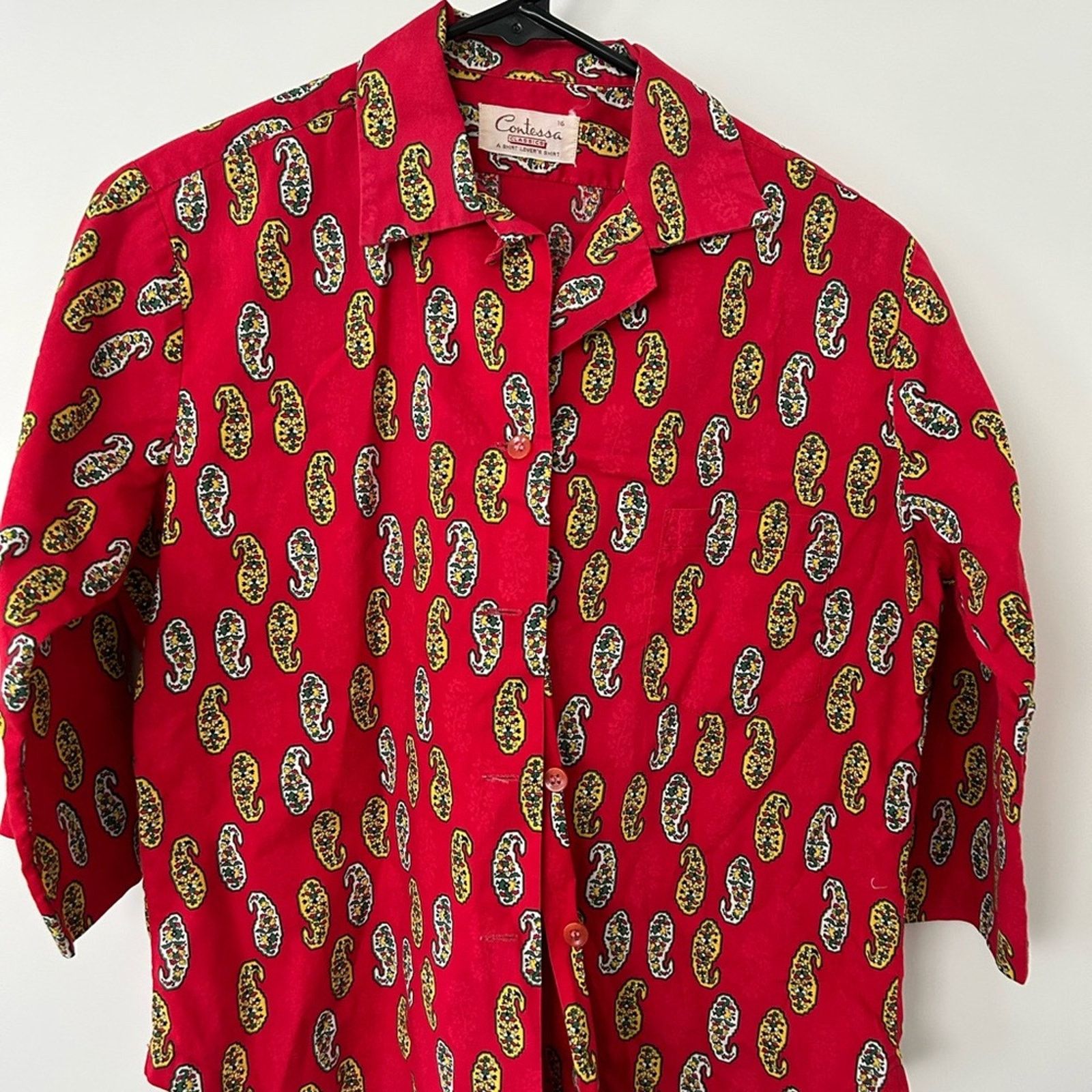& Other Stories Tomato Red vintage 60’s cotton paisley women’s shirt small Size S / US 4 / IT 40 - 5 Thumbnail
