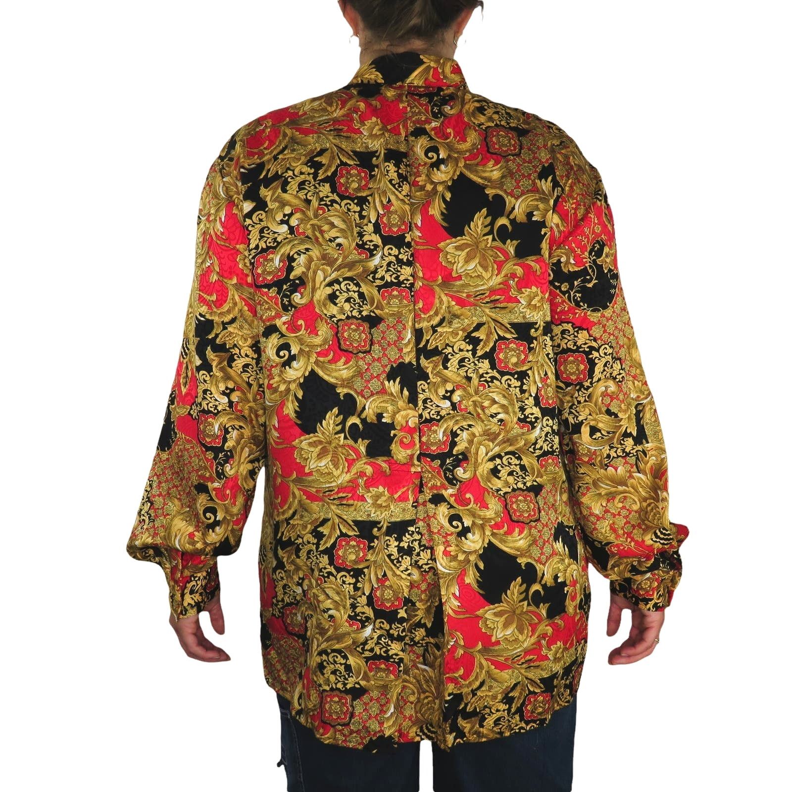 Vintage Vintage Gold Black and Red Regal Button Down Blouse Large Size L / US 10 / IT 46 - 5 Thumbnail