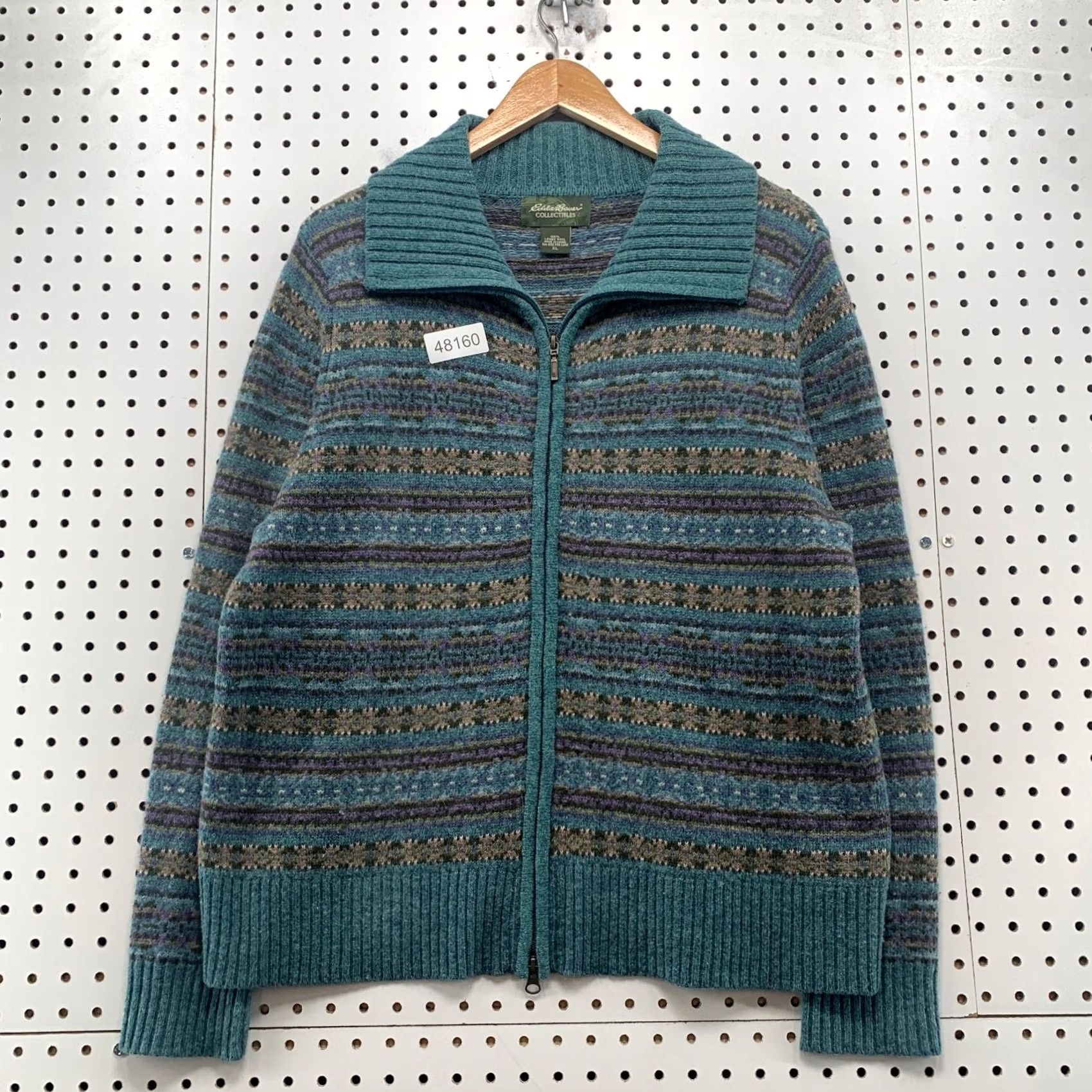 Eddie Bauer Eddie Bauer Wool Cardigan Sweater Womens XL Teal Collectibles Fair Isle Collar Vintage Size XL / US 12-14 / IT 48-50 - 2 Thumbnail